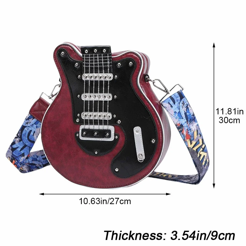Torba crossbody w kształcie gitary dla kobiet mężczyzn, skóra PU torba na ramię torebka torebka prezenty na gitarę