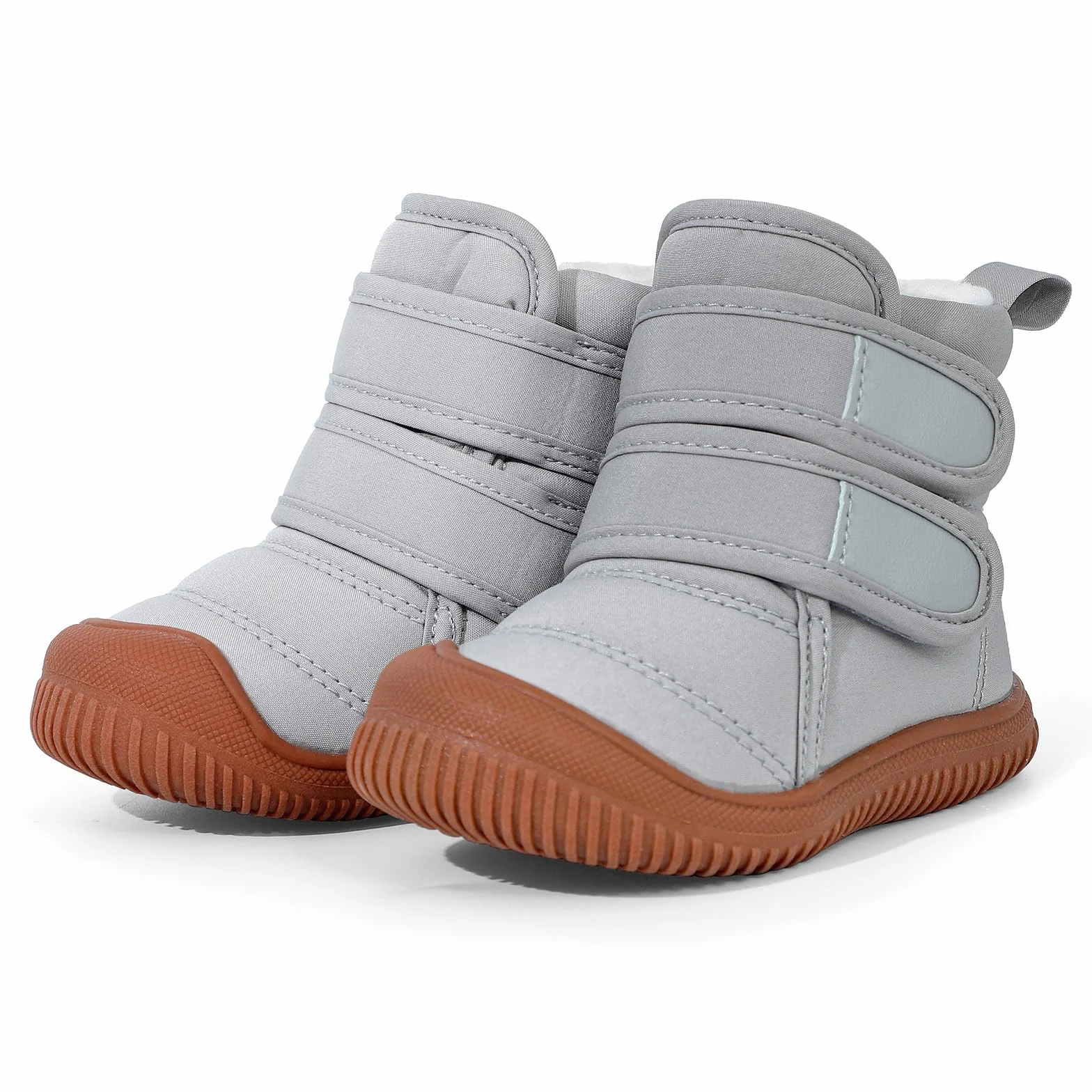MASOCIO Buty zimowe dla chłopców i dziewczynek, małe dzieci, buty zimowe, pluszowe, płaskie, gumowe, antypoślizgowe, rozmiar 19-27 EU