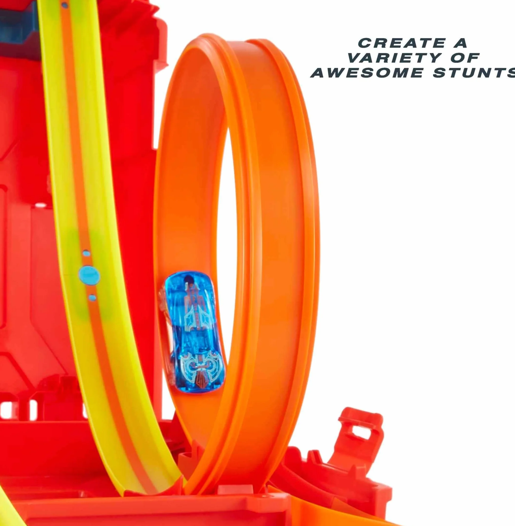 Hot Wheels Fuel Can Stunt Box Track Builder Unlimited Zestaw do Zabawy, Pomarańczowy/Żółty, Od 6 lat