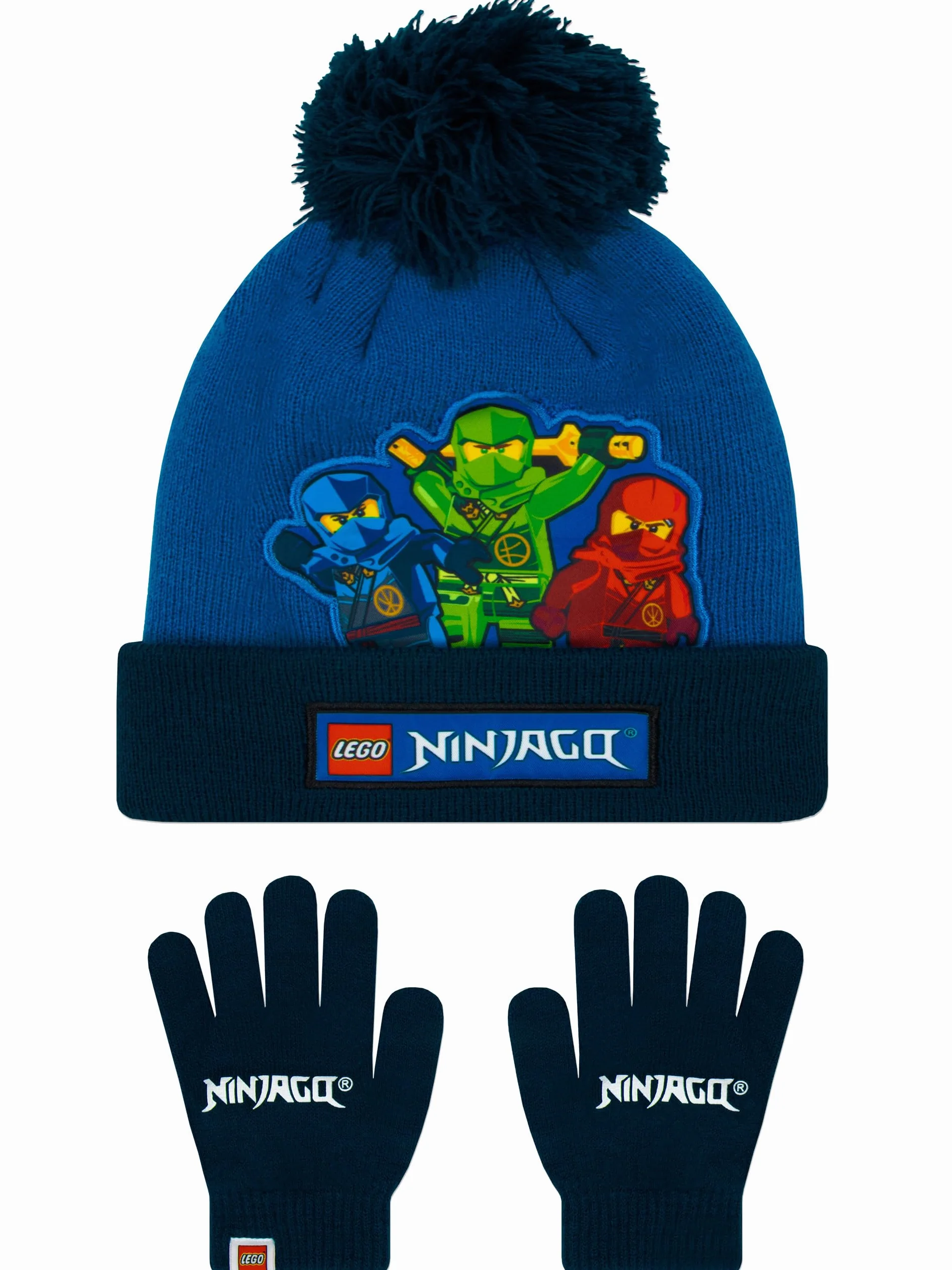 LEGO Ninjago Czapek I Rękawiczek Dla Dzieci | Czapki Zimowe | Zestaw Czapek I Rękawiczek Chłopięcych | One Size Niebieski