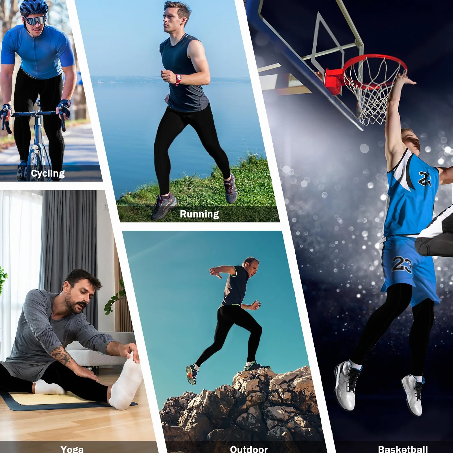 Męskie spodnie kompresyjne Szybkoschnące Baselayer długie sportowe lekkie oddychające legginsy spodnie do biegania obcisłe rozciągliwe rajstopy do koszykówki fitness jogging