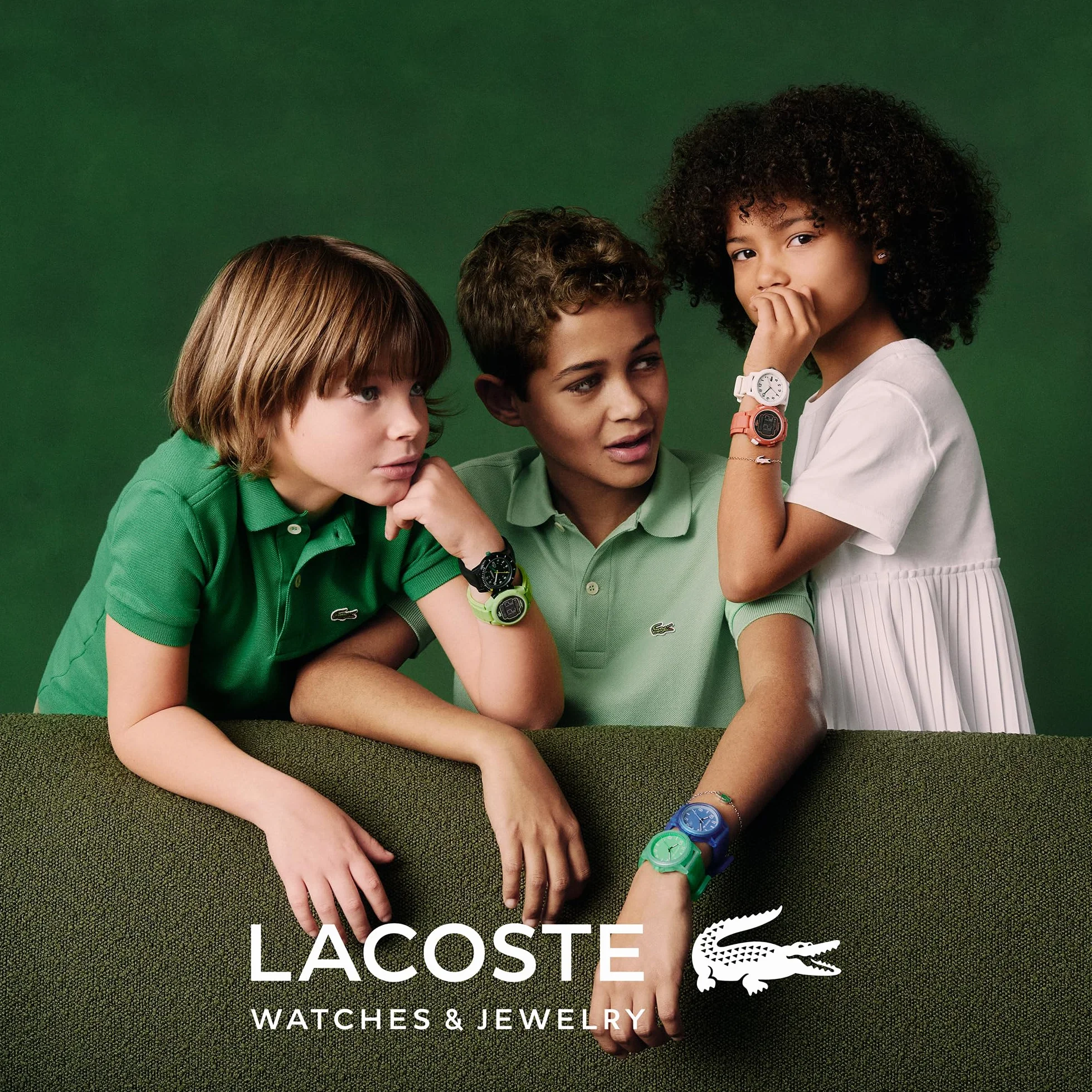 Lacoste Zegarek kwarcowy z trzema wskazówkami dla dzieci, kolekcja Lacoste.12.12 Kids, z silikonową bransoletką