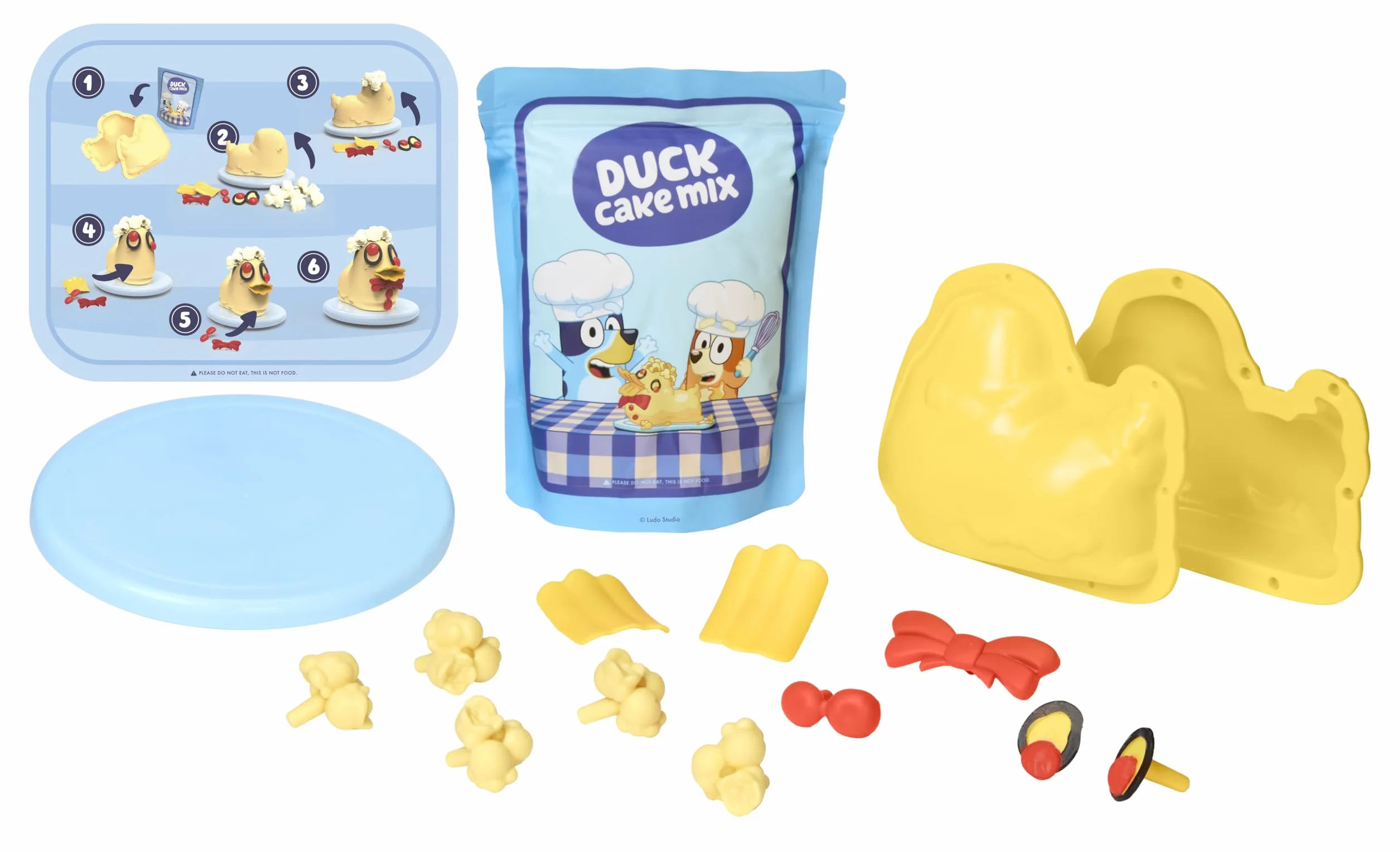 Little Tikes Creative Chefs Bluey Duck Cake Kit – Zestaw do Zabawy w Gotowanie z Masą Make It Mix i 15 Realistycznymi Akcesoriami, NIEJADALNY, Odpowiedni dla Dziewczynek i Chłopców od 3 Roku Życia