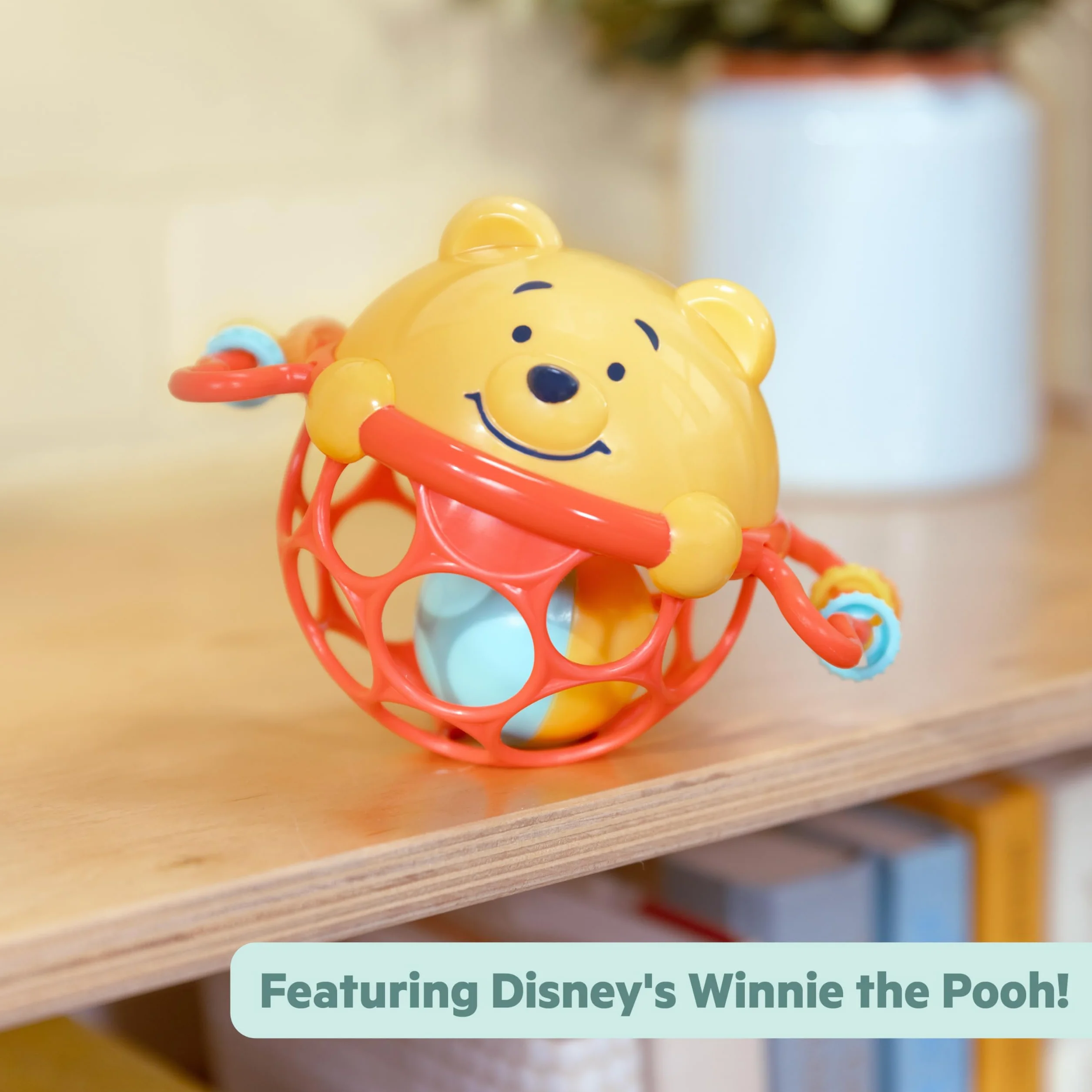 Disney Kubuś Puuh Jingle & Shake grzechotka firmy Bright Starts z łatwą do chwytania technologią Oball, unisex, dla noworodków i starszych dzieci