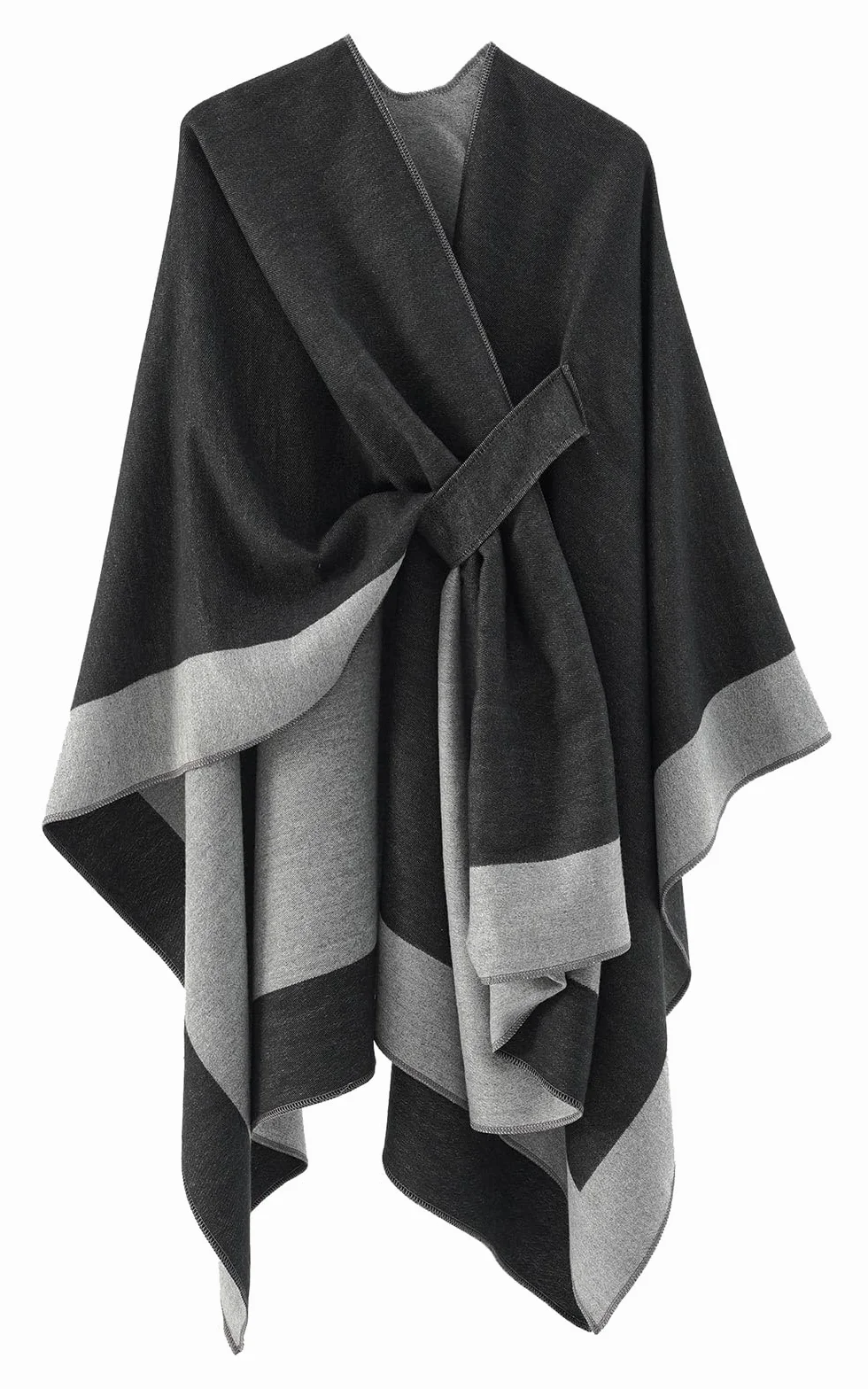 Damski szal z krzyżem z przodu, eleganckie dzianinowe ponczo dwustronne, oversize, dzianinowy koc, ciepły zimowy szalik kardigan na wieczór