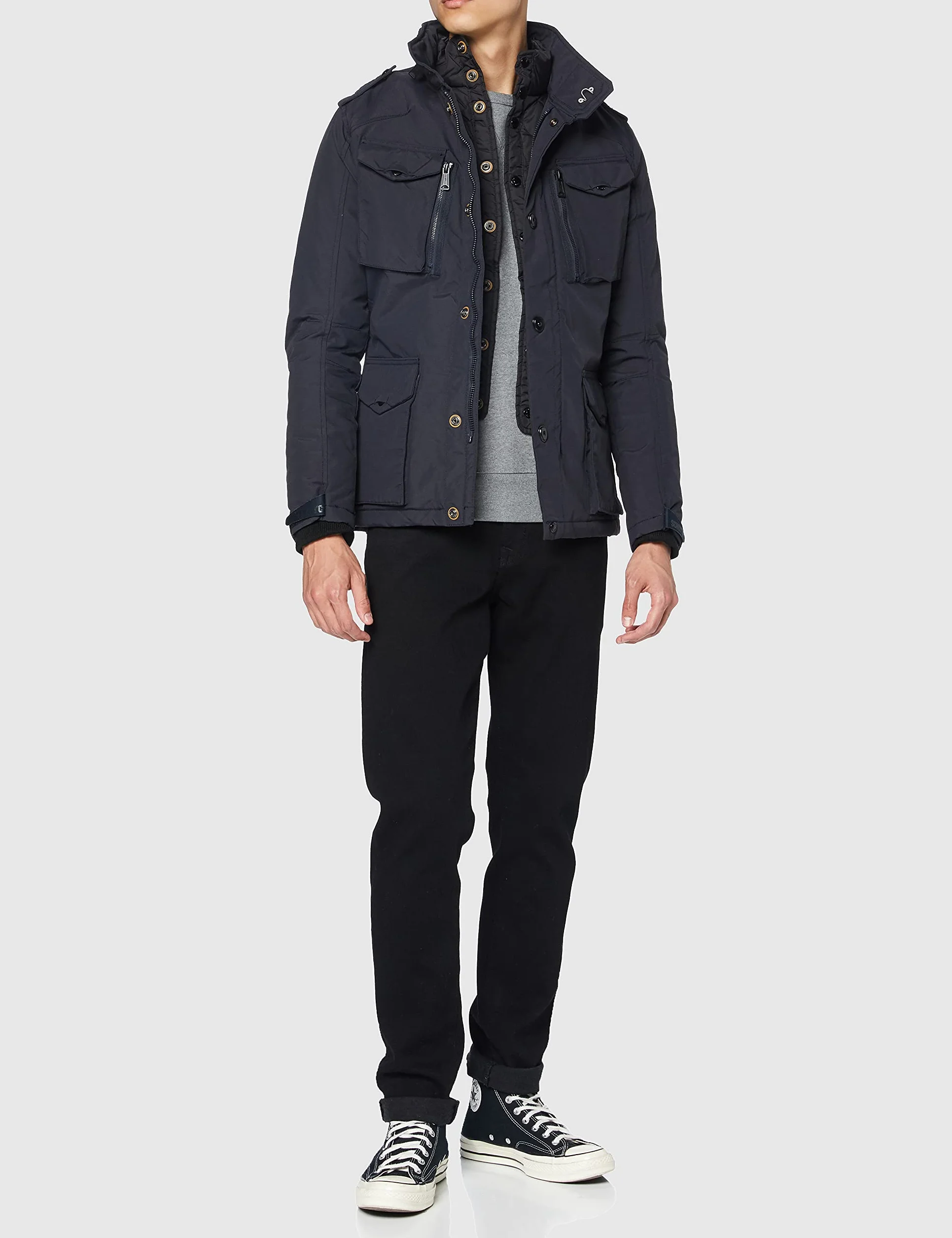 Schott Nyc Mężczyźni Field Kurtka, Niebieski, XL