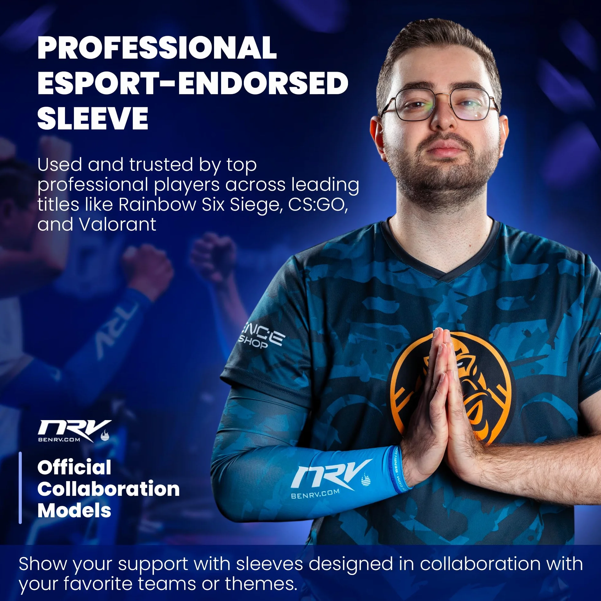 NRV Mankiet kompresyjny do gier e-sportowych (edycja wydajności) - zoptymalizuj swoją grę z komfortem i stylem - zaprojektowany przez profesjonalnych graczy - trwały, oddychający i wolny od tarcia