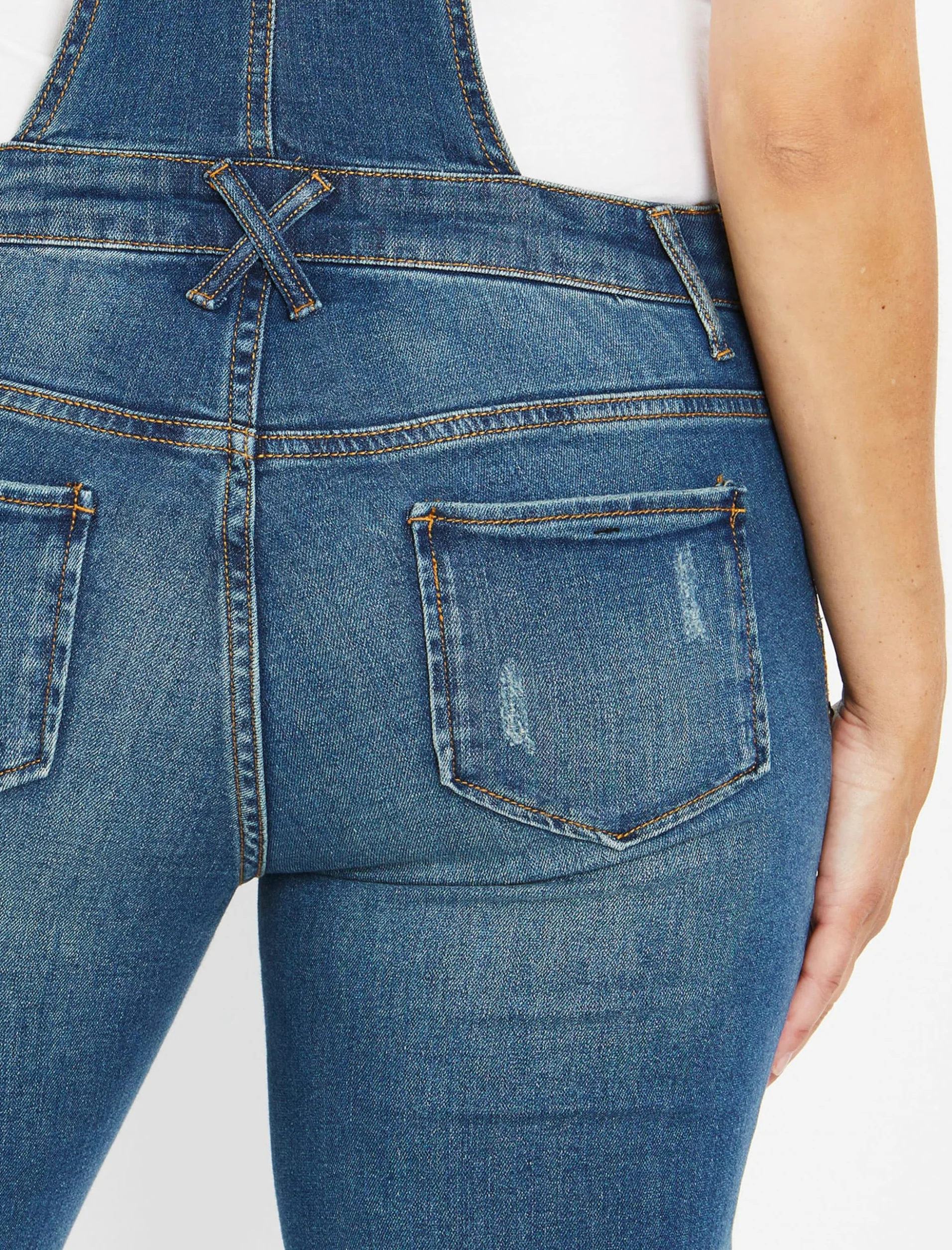 Motherhood Maternity Dżins Kobiety Side Panel Skinny Ankle Length Denim Overalls