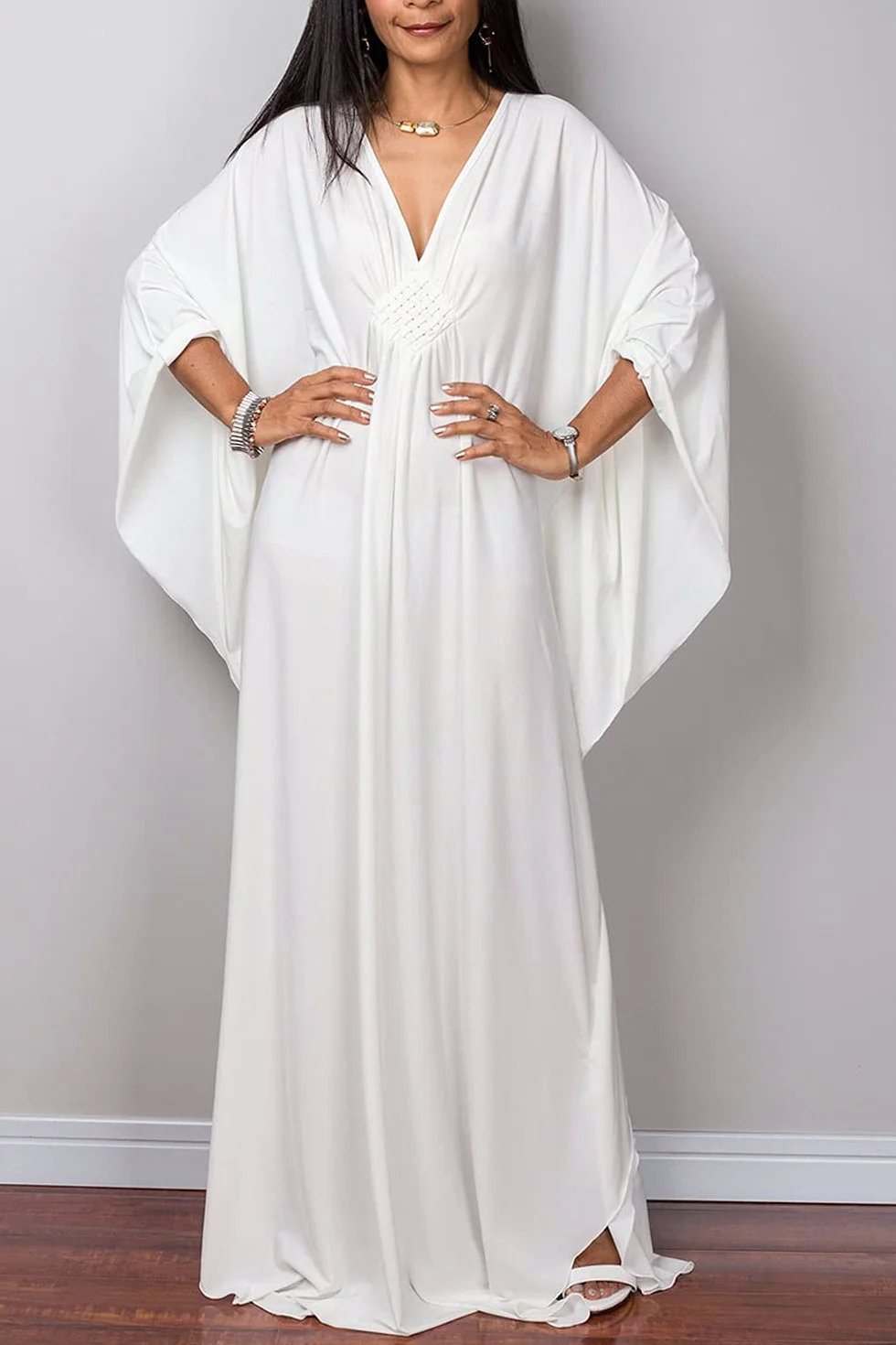 Wemen długa sukienka maxi typu kaftan boho strój kąpielowy okrycie plażowe szlafroki jeden rozmiar odzież domowa