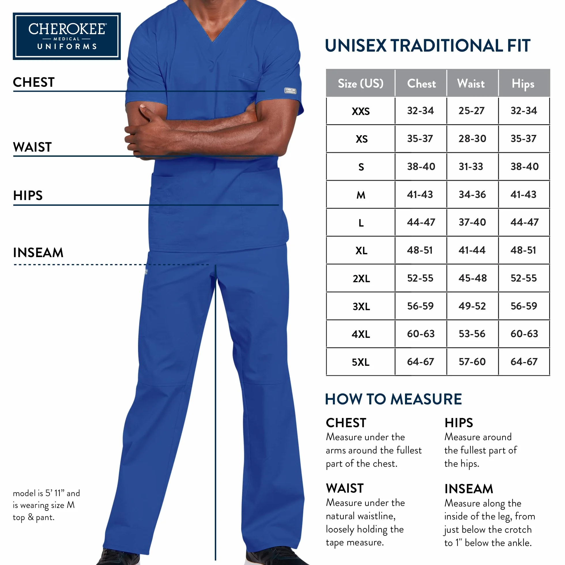 Cherokee - Uniform unisex kasak dekolt w serek linia Originals rozmiar XXS, granatowy, 18130, Pewter, 3XL Duże rozmiary