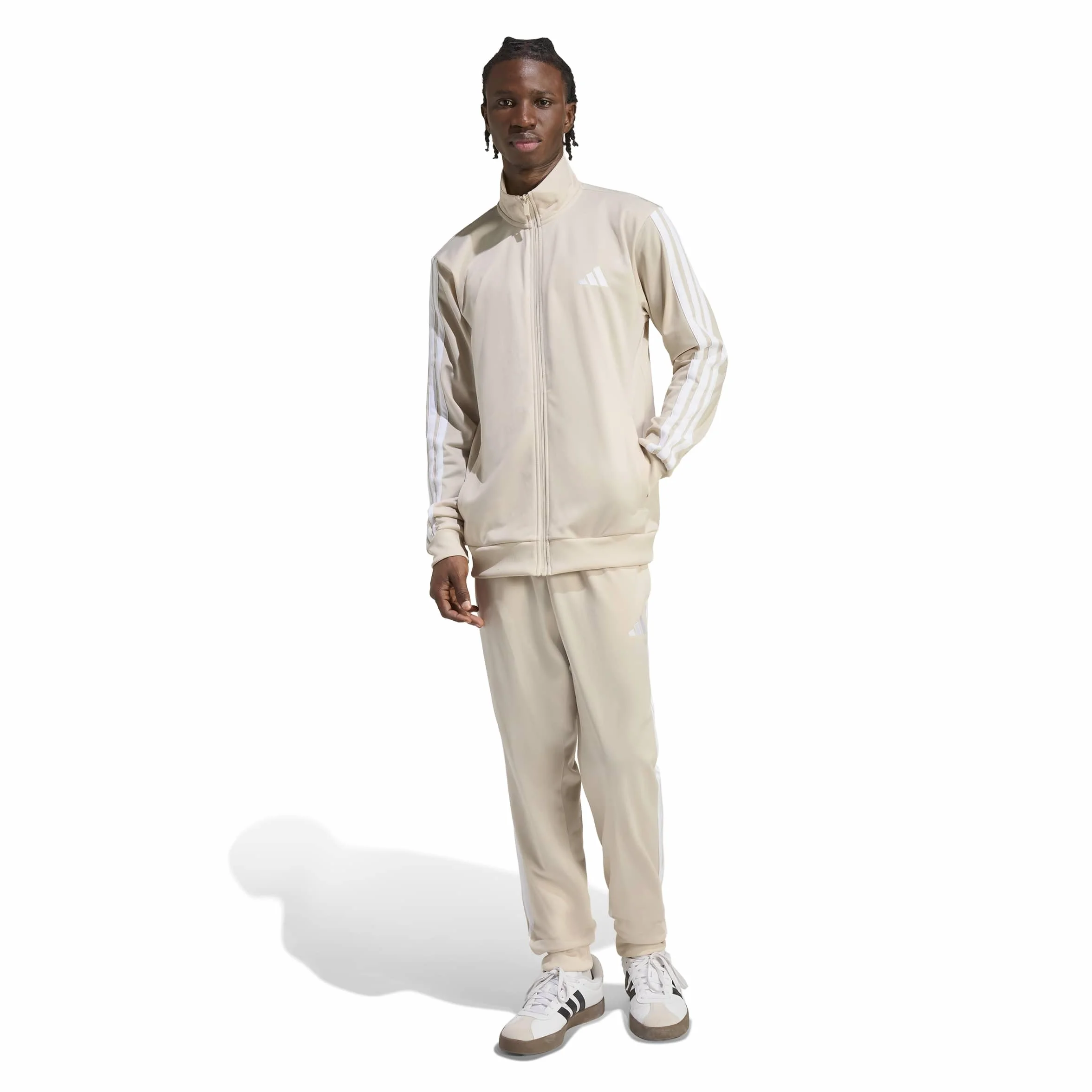 adidas Mezczyzni Sportswear Basic 3 Stripes Tricot Track Suit, Crystal Linen/white, XL