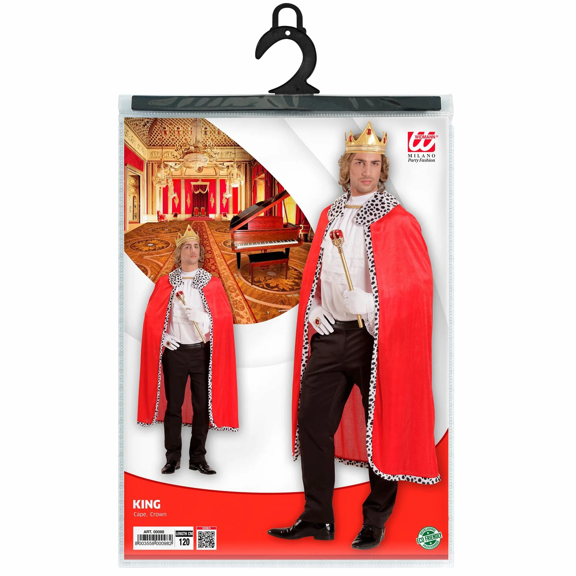 W WIDMANN MILANO Party Fashion - 00098 - Płaszcz z koroną, 120 cm, do przebrania za króla i księcia, na imprezy karnawałowe i tematyczne