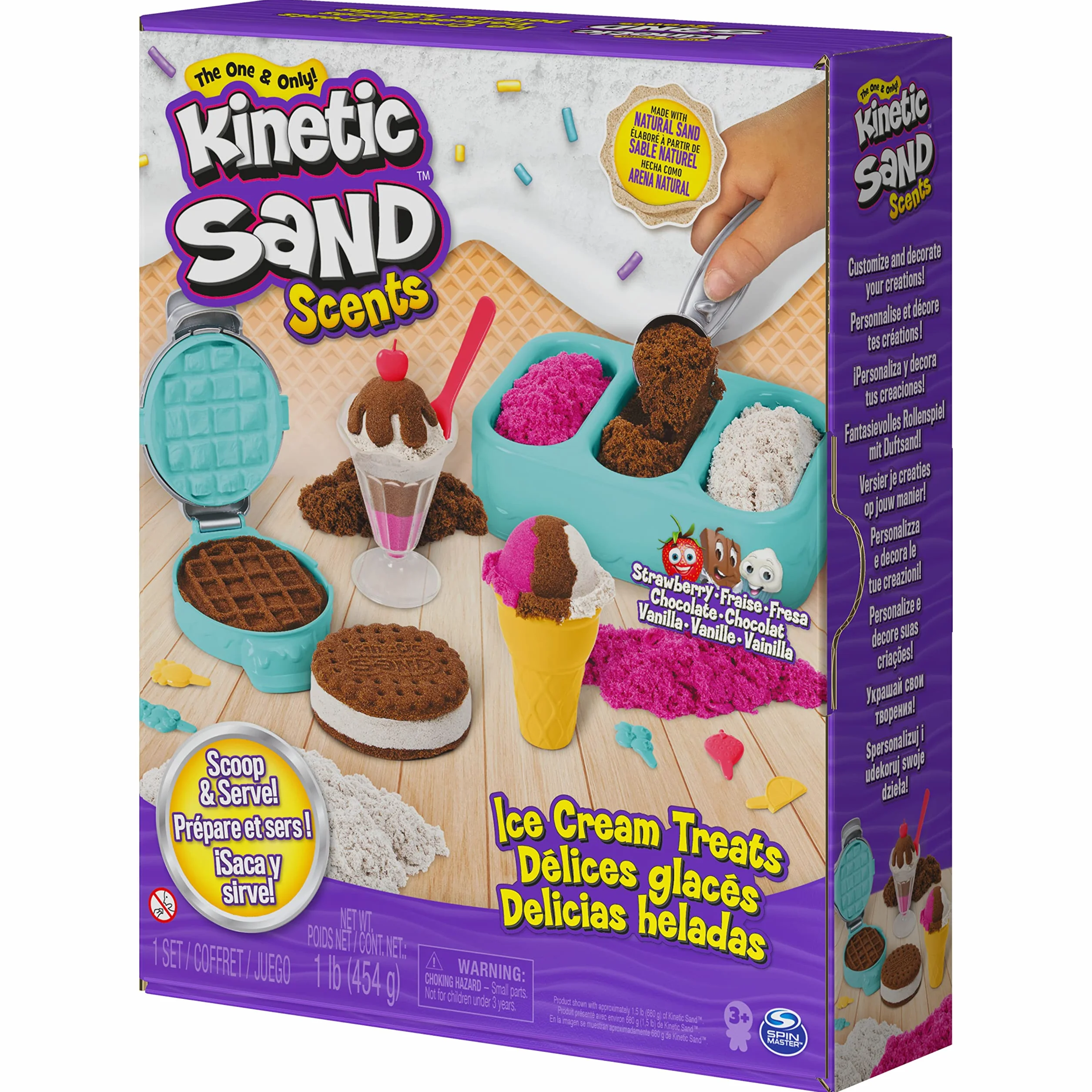 Kinetic Sand - Lodowe specjały, zestaw 3 kolorów pachnącego piasku kinetycznego z akcesoriami