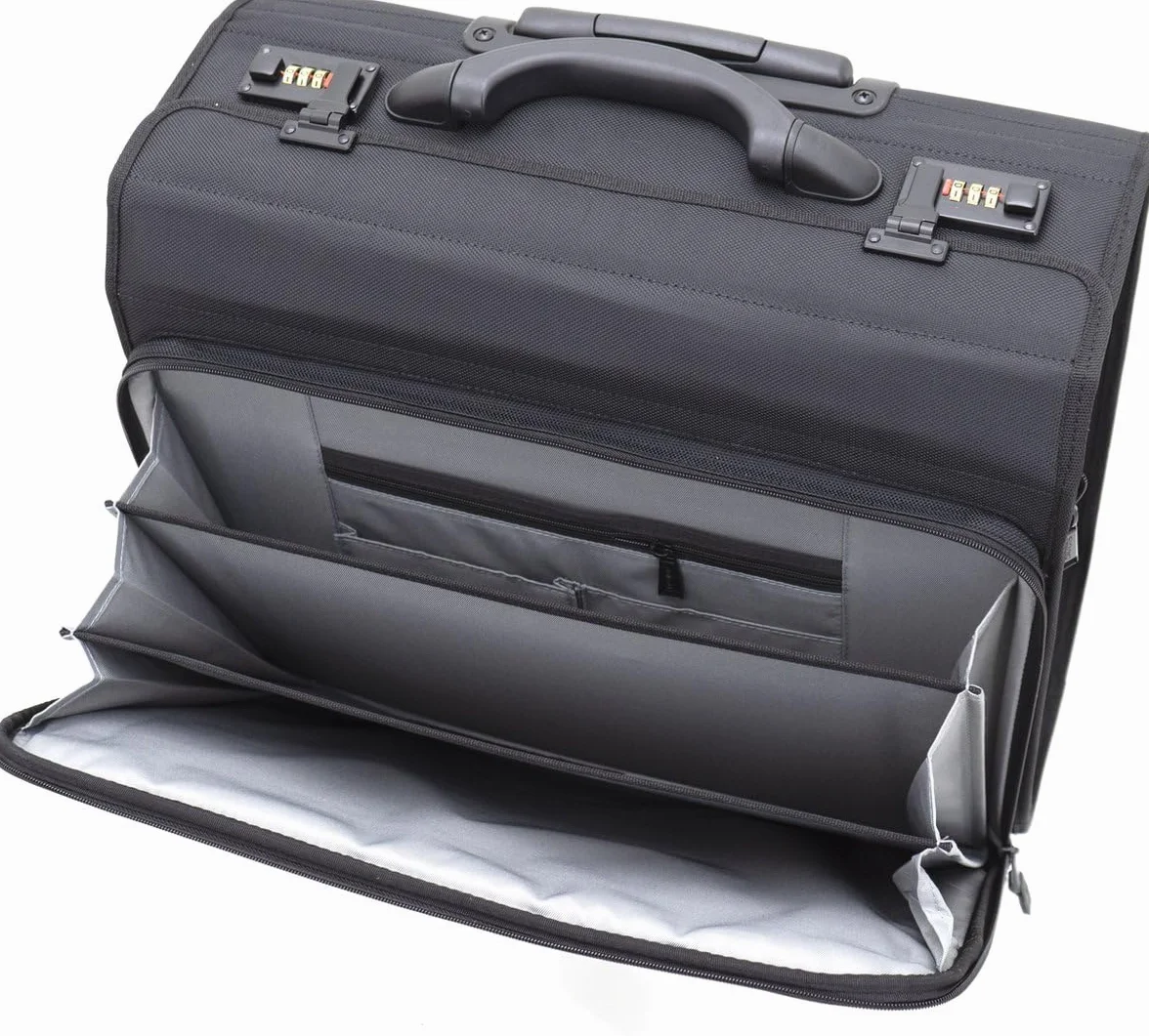Davidt's Pilot Case Trolley 263113, czarna - walizka bagażowa z kieszenią na laptopa (43.2 cm), poliester, Czarny, Trolley Modell 1, Etui pilota