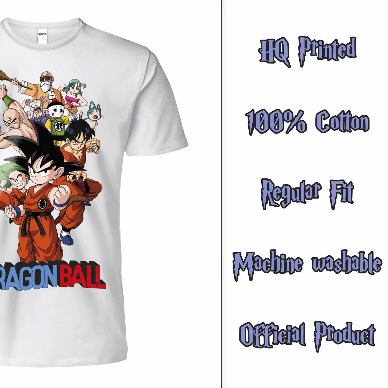 Oficjalna koszulka DragonBall z postaciami Saga White Baby Adult and Boys