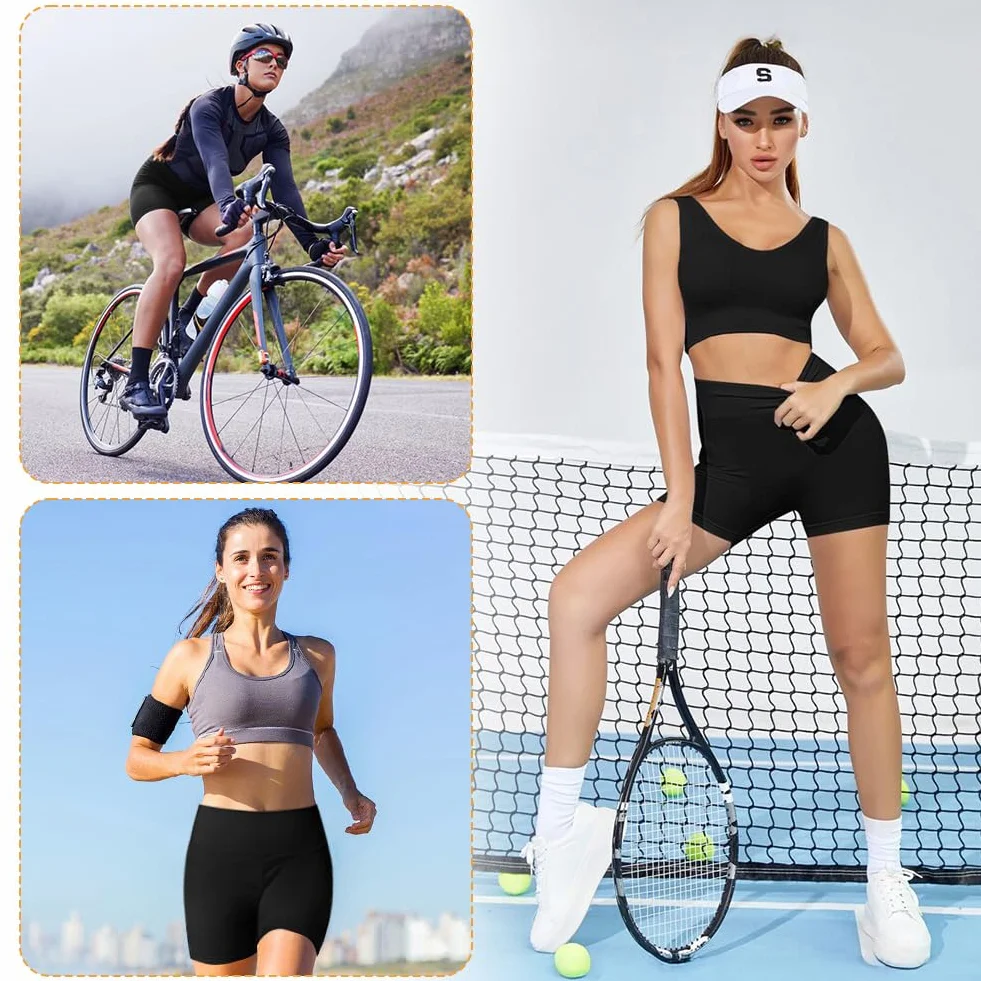 Damskie spodenki sportowe, krótkie legginsy damskie z wysokim stanem, z 2 kieszeniami bocznymi, nieprzezroczyste legginsy push up legginsy do biegania z wysokim stanem do jogi fitness bieganie