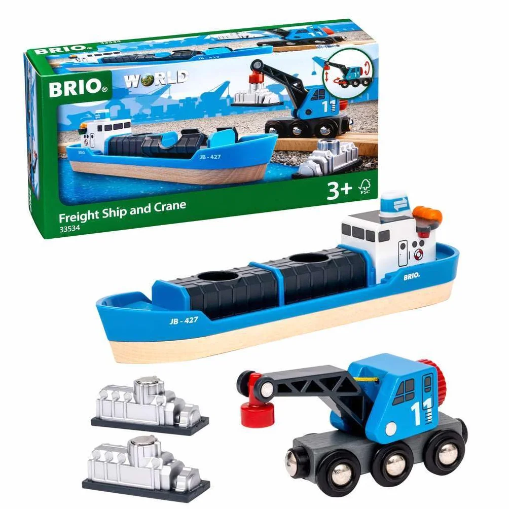 BRIO World - kontenerowiec z wózkiem dźwigowym