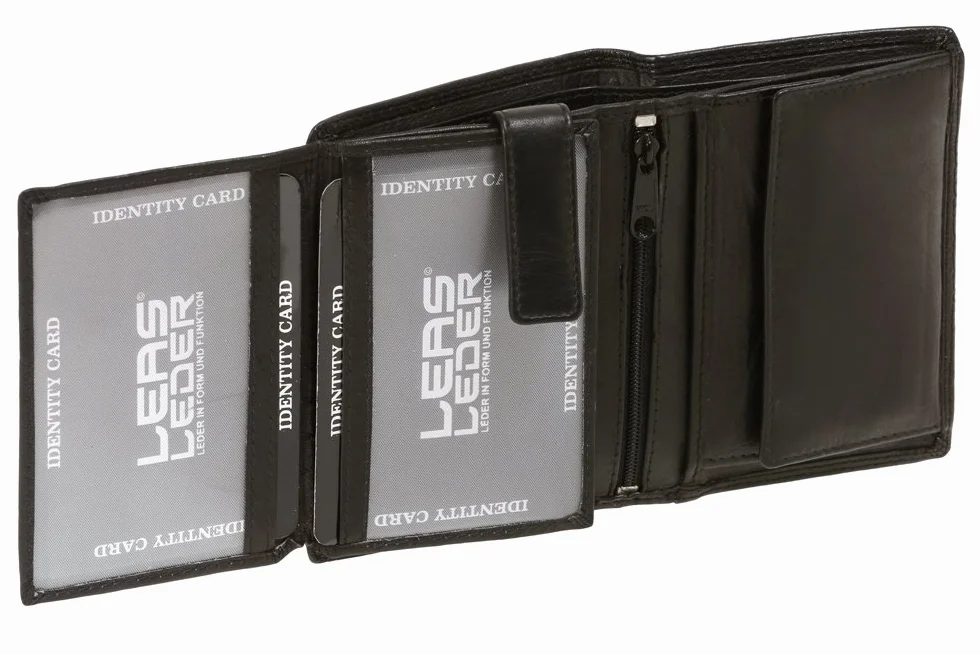 LEAS Wiedeński portfel kombi ochrona RFID z tajną kieszenią z prawdziwej skóry, czarny Special Edition, czarny, 12,5x9,5cm, wiedeński portfel kombi