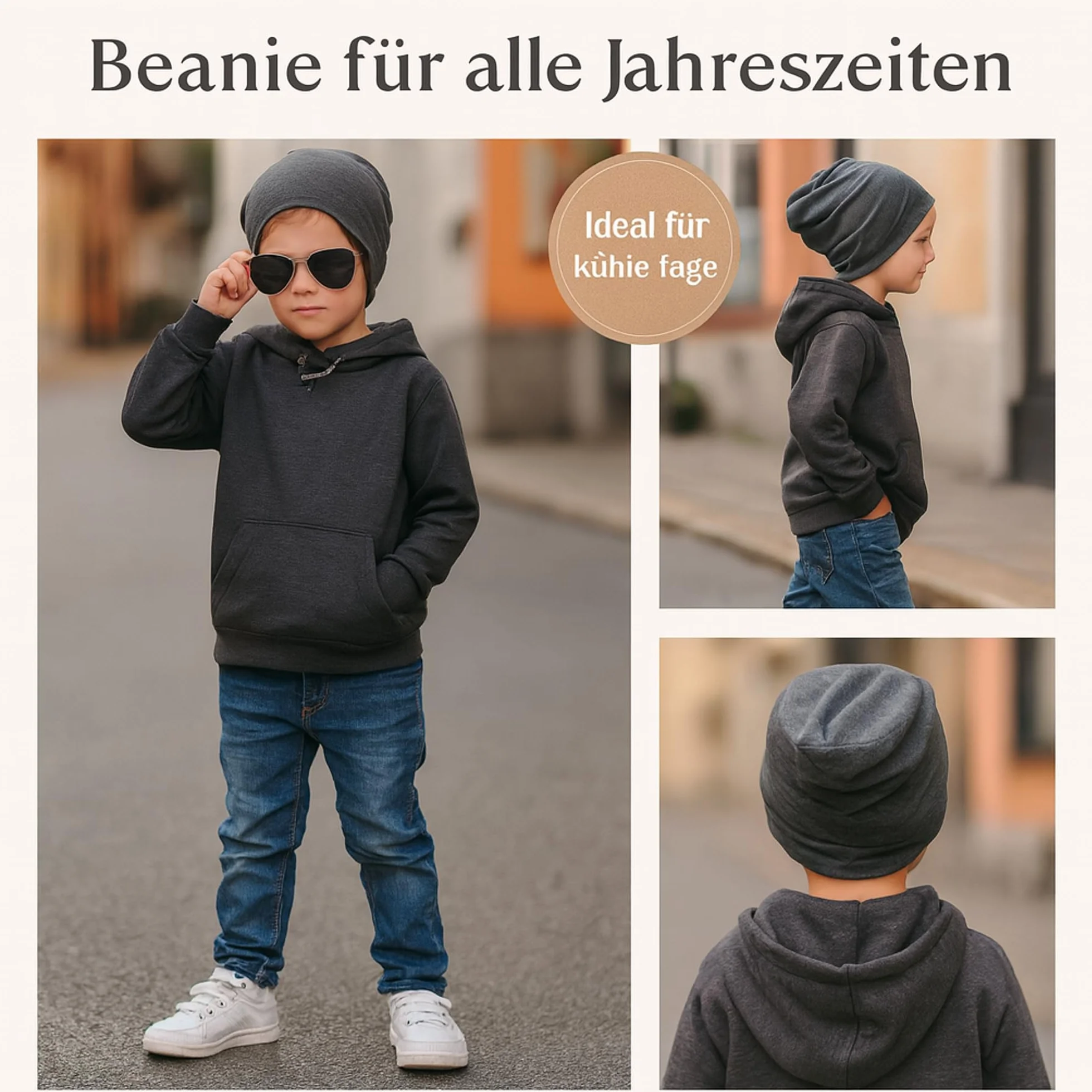 Dziecięca czapka typu beanie Miobo, bawełniana, jednokolorowa