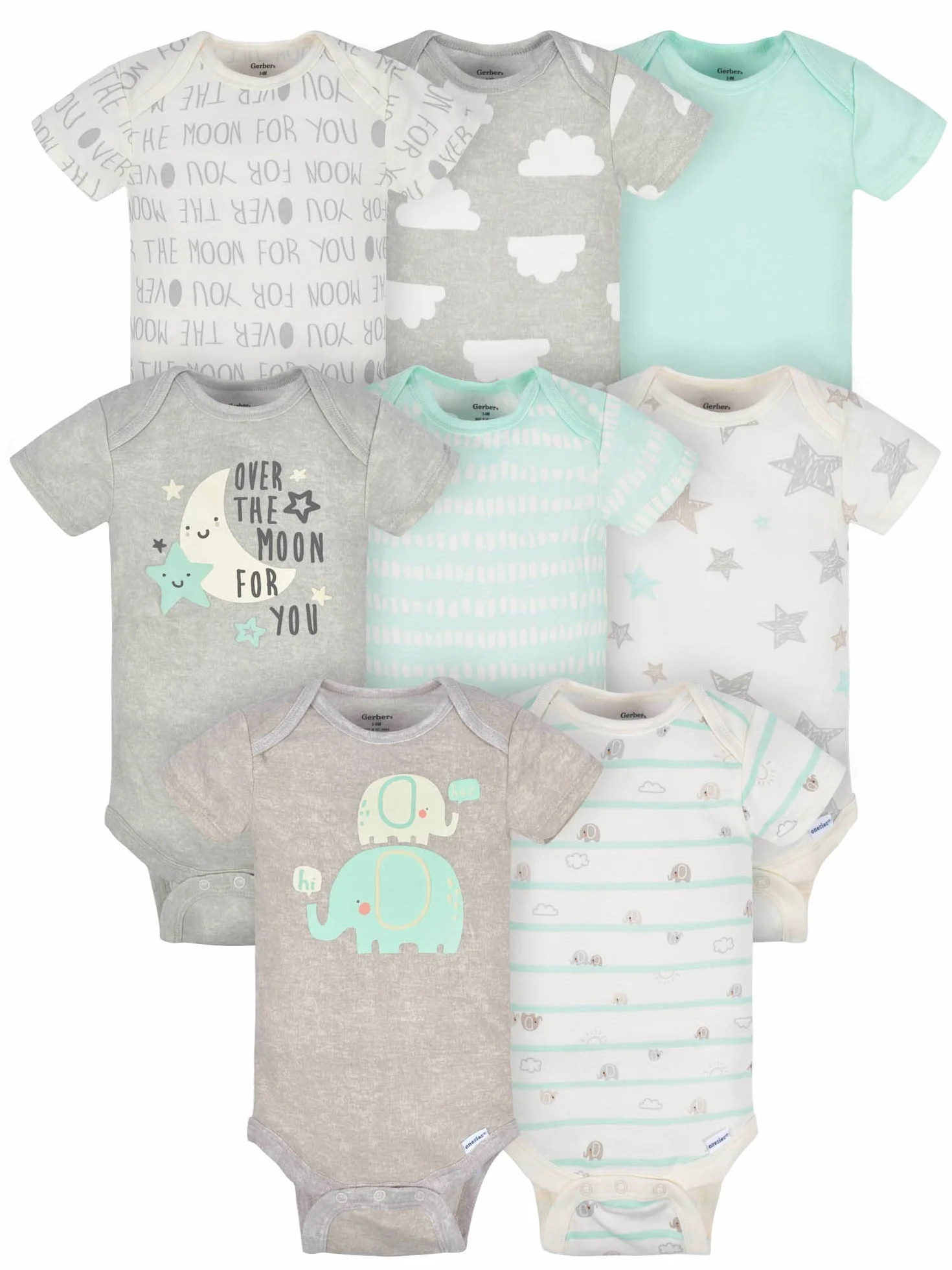 Gerber® Unisex Baby 8-pack Short Sleeve Onesies Bodysuits Pack