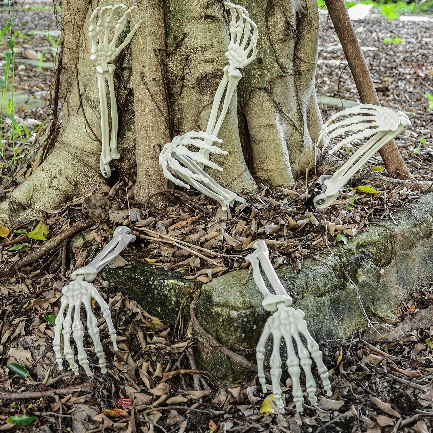 Halloween realistyczny szkielet, słupki, zombie, duch, ręce, odłączone tworzywo sztuczne, szkielet, ręce, znak na Halloween, rekwizyty (4 pary)