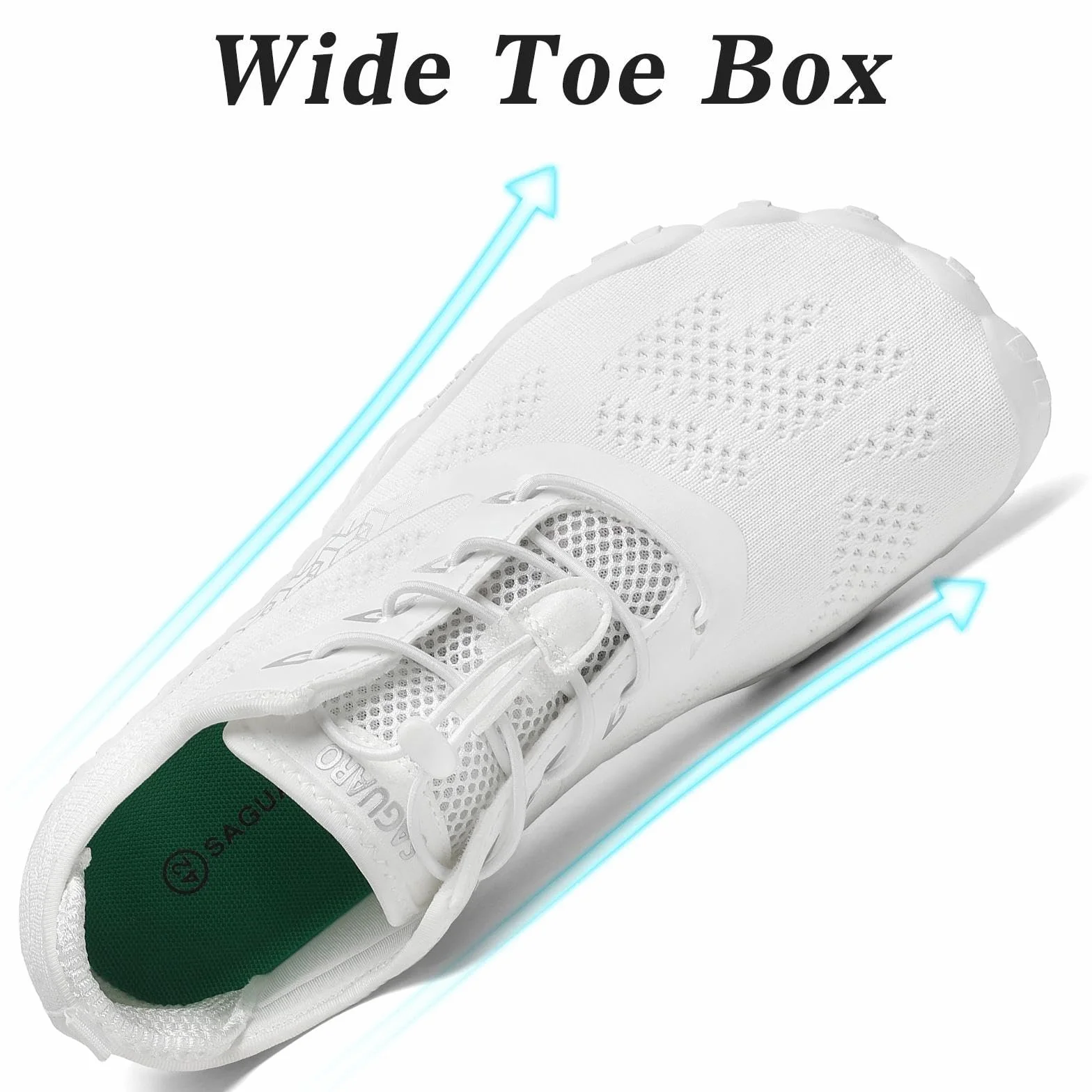 SAGUARO Buty do biegania w terenie, uniseks, szybkoschnące, buty do sportów wodnych, rozmiar 3-16, białe, 40 EU
