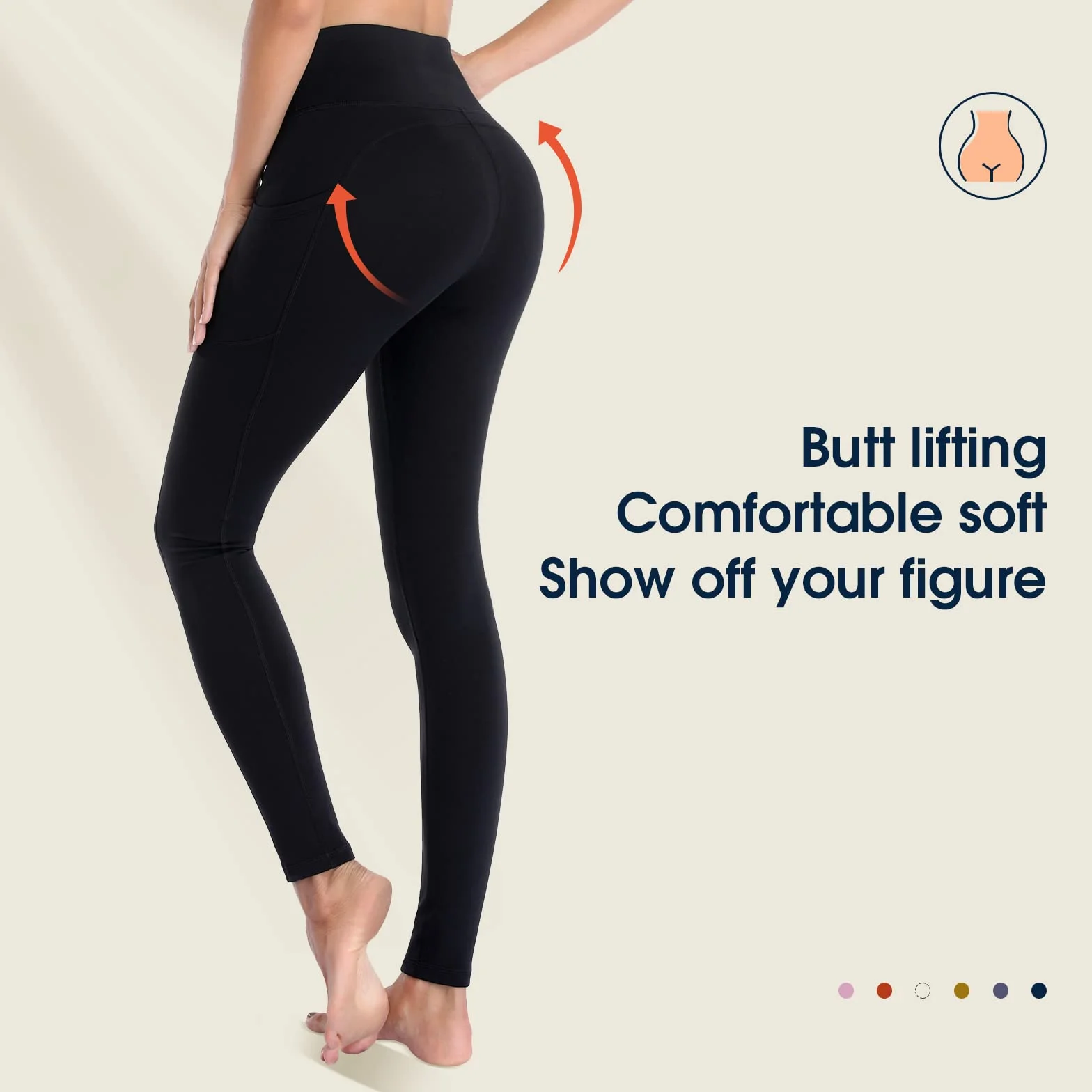 Sport Leggings Damskie Spodnie Sportowe z Wysokim Stanem i Kieszeniami Kryjące Legginsy do Gimnastyki Damskie Spodnie Sportowe Do Jogi Spodnie Fitness P107