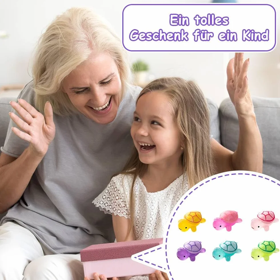 Dreamil Mini świecące żółwie z żywicy, 60 sztuk, mini żółw z żywicy, wielokolorowe, małe zabawki żółwi, do dekoracji doniczek, ogrodu, krajobrazu, dekoracji na imprezę (5 kolorów)