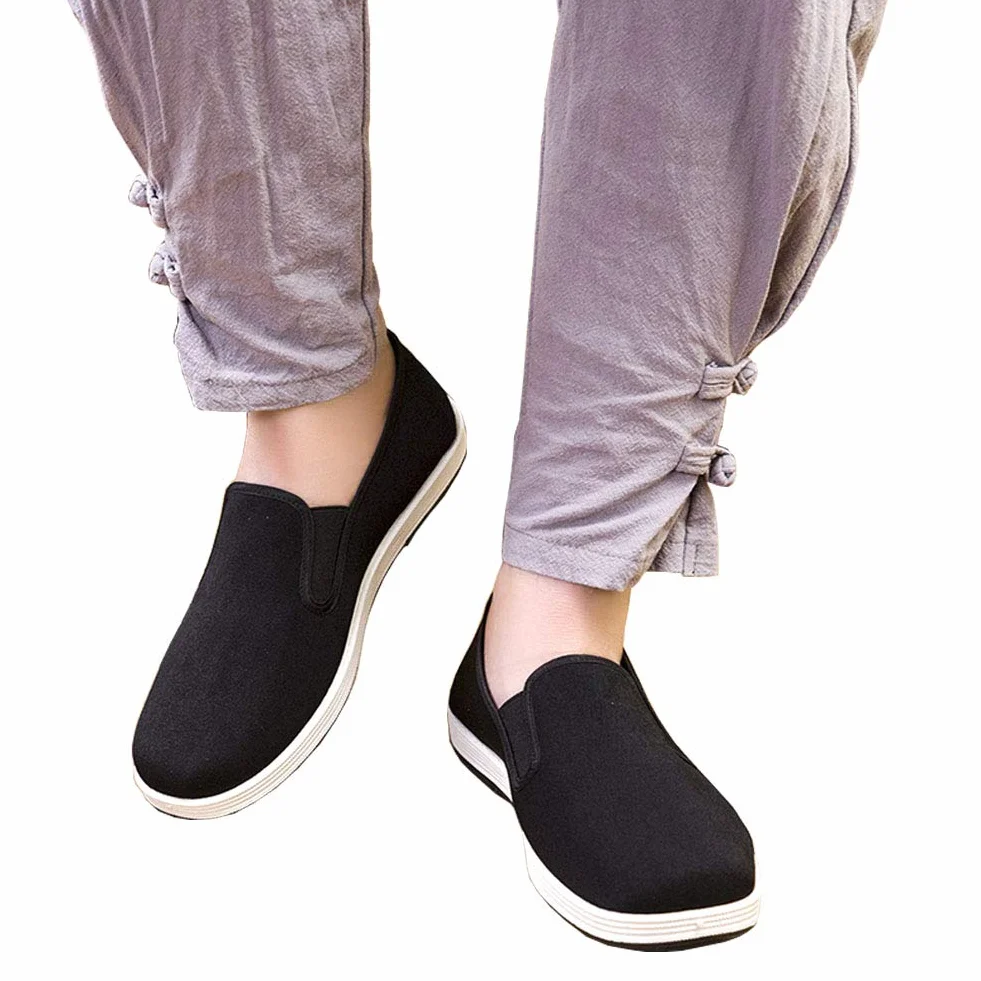 Kung Fu Tai Chi buty do sztuk walki gumowa podeszwa unisex płótno antypoślizgowe modne buty Qigong czarne
