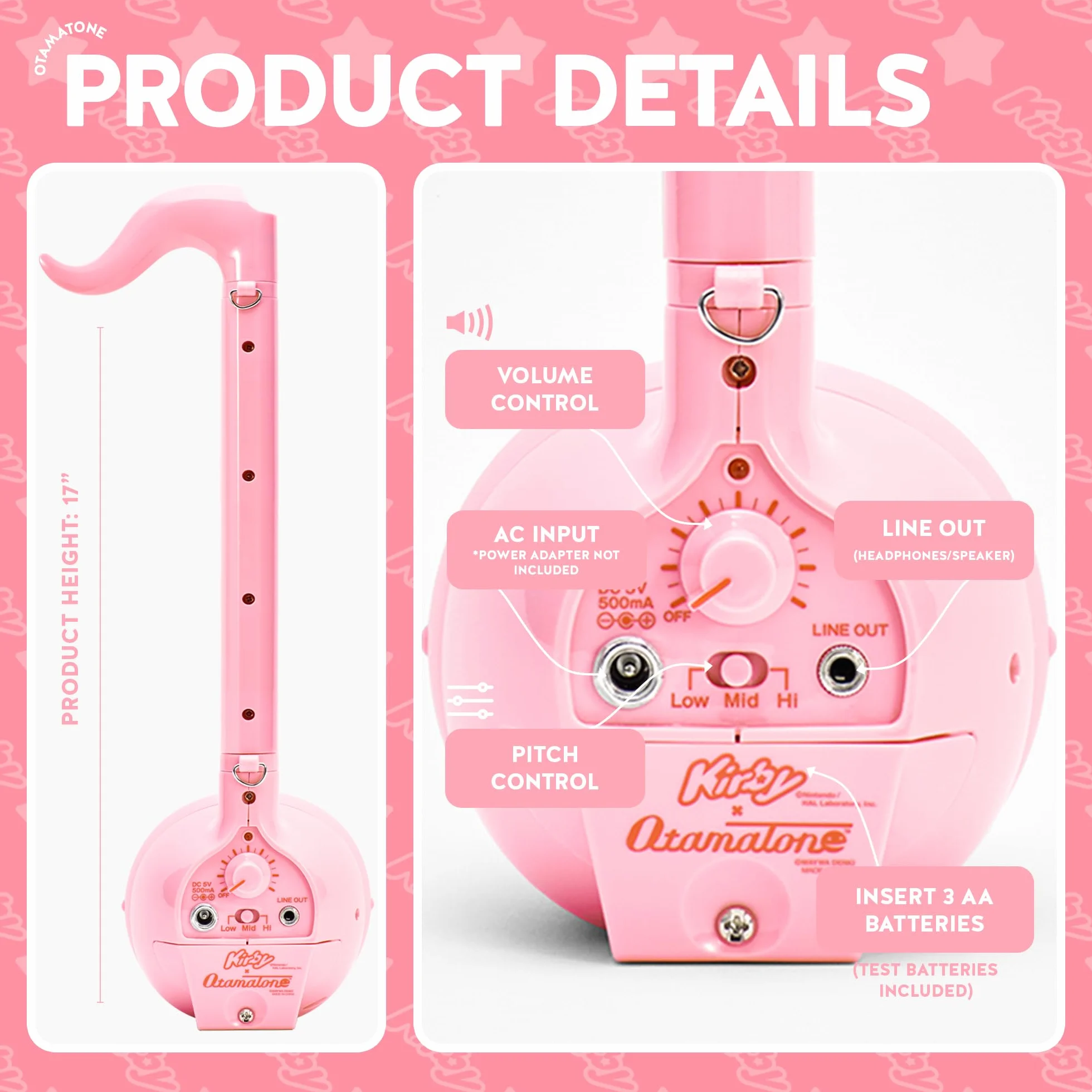 Otamatone Deluxe Kirby Japoński elektroniczny instrument muzyczny, przenośny, wrażliwy na dotyk, cyfrowy muzyczny syntezator, zabawa dla dzieci i dorosłych, na urodziny, świąteczne zabawki do grania