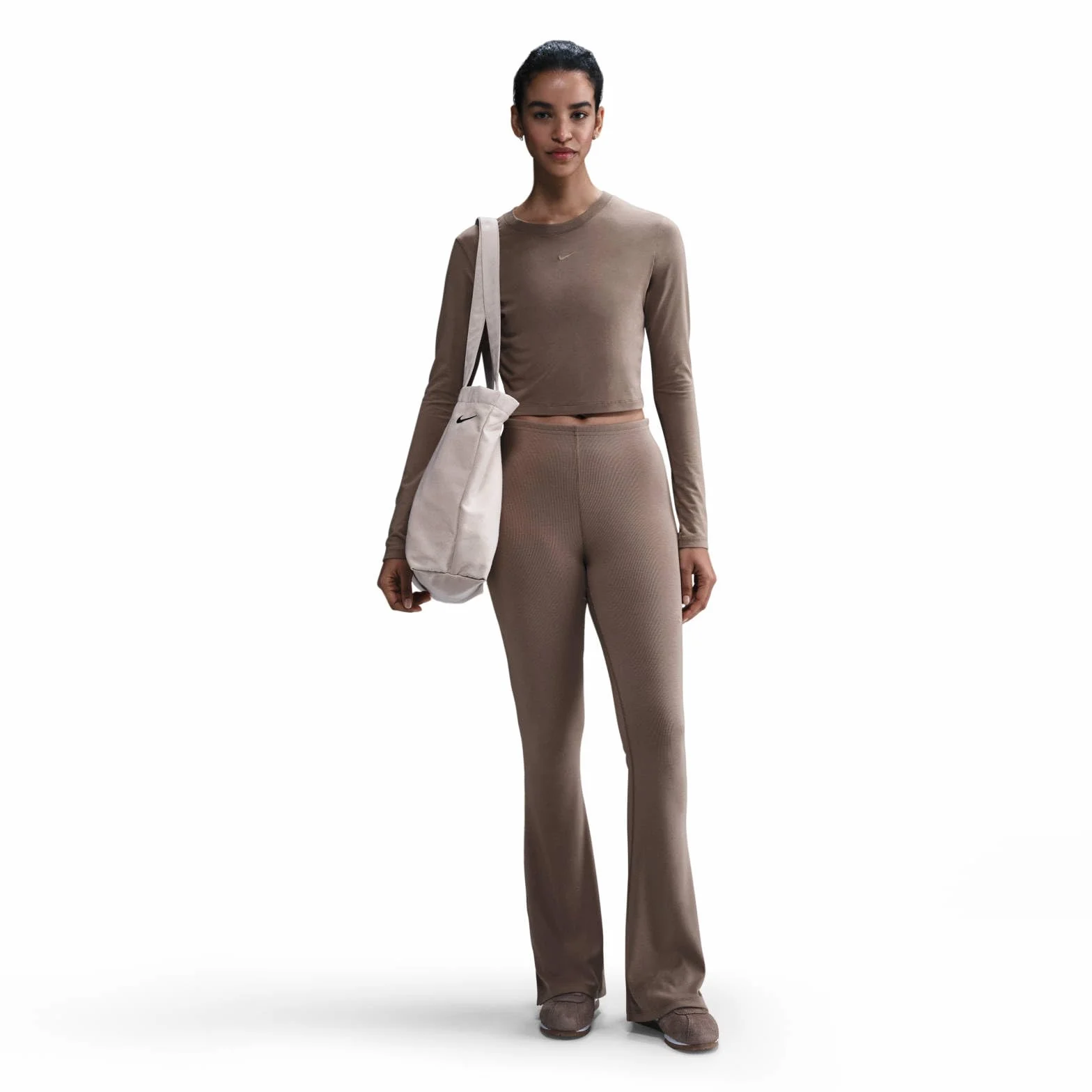 Nike Sportswear Chill Knit ciasno przylegające mini legginsy z rozkloszowanymi nogawkami dla kobiet, Mink Brown/Mink Brown, FQ2113-233, 2XL