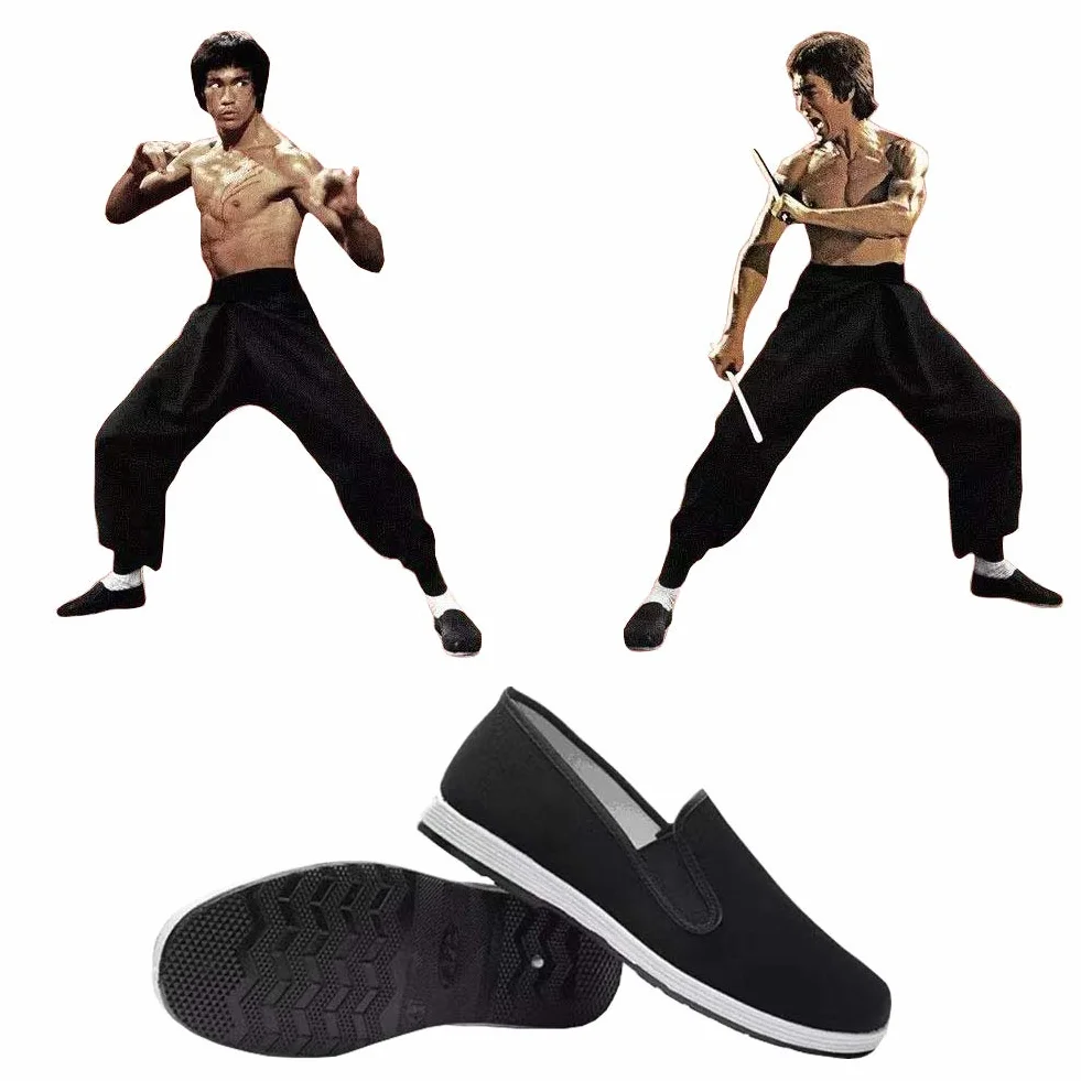 Kung Fu Tai Chi buty do sztuk walki gumowa podeszwa unisex płótno antypoślizgowe modne buty Qigong czarne