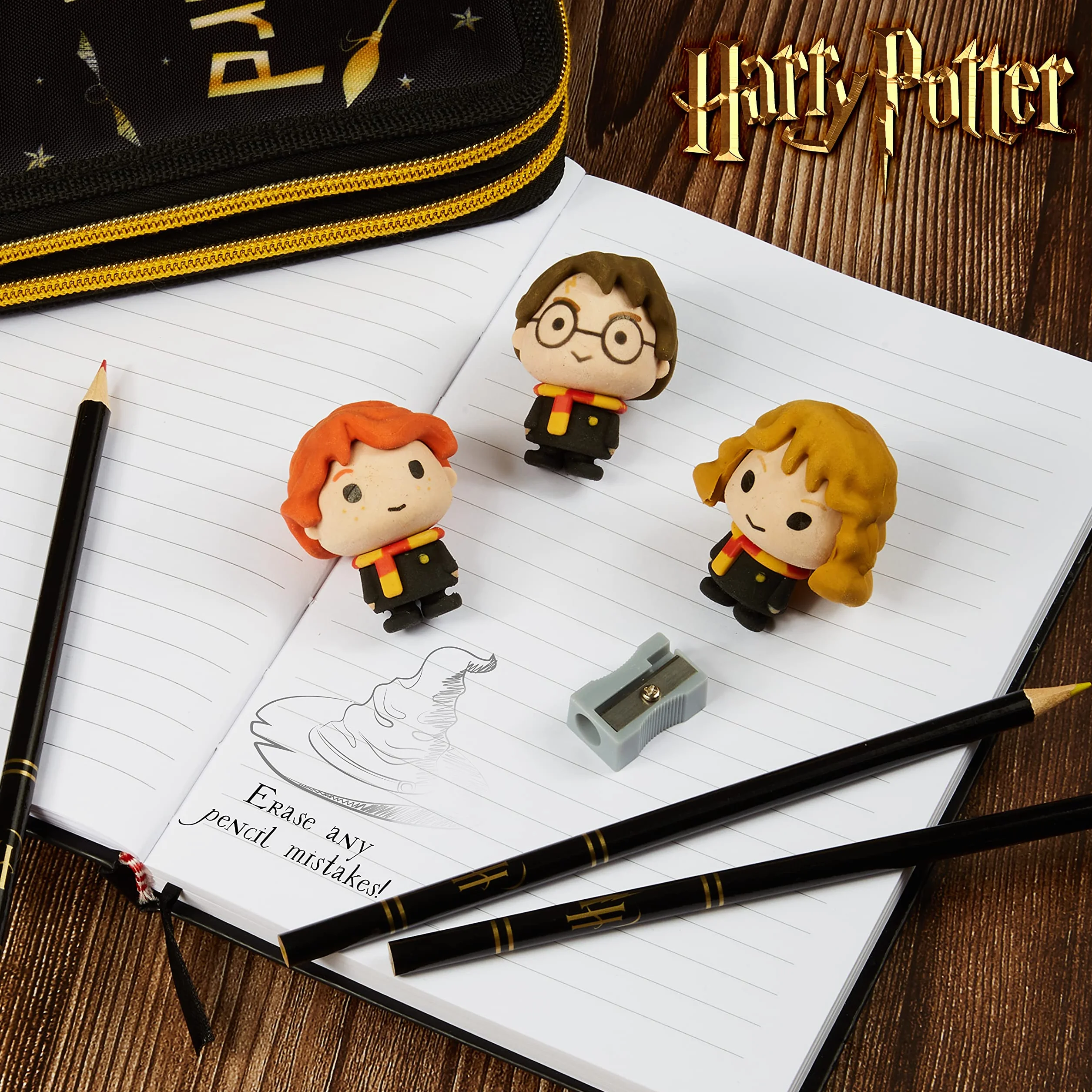 Harry Potter gumki do zmazywania, figurki do zabawy dla dzieci, 3 sztuki, prezenty Harry Potter dla dziewcząt i chłopców