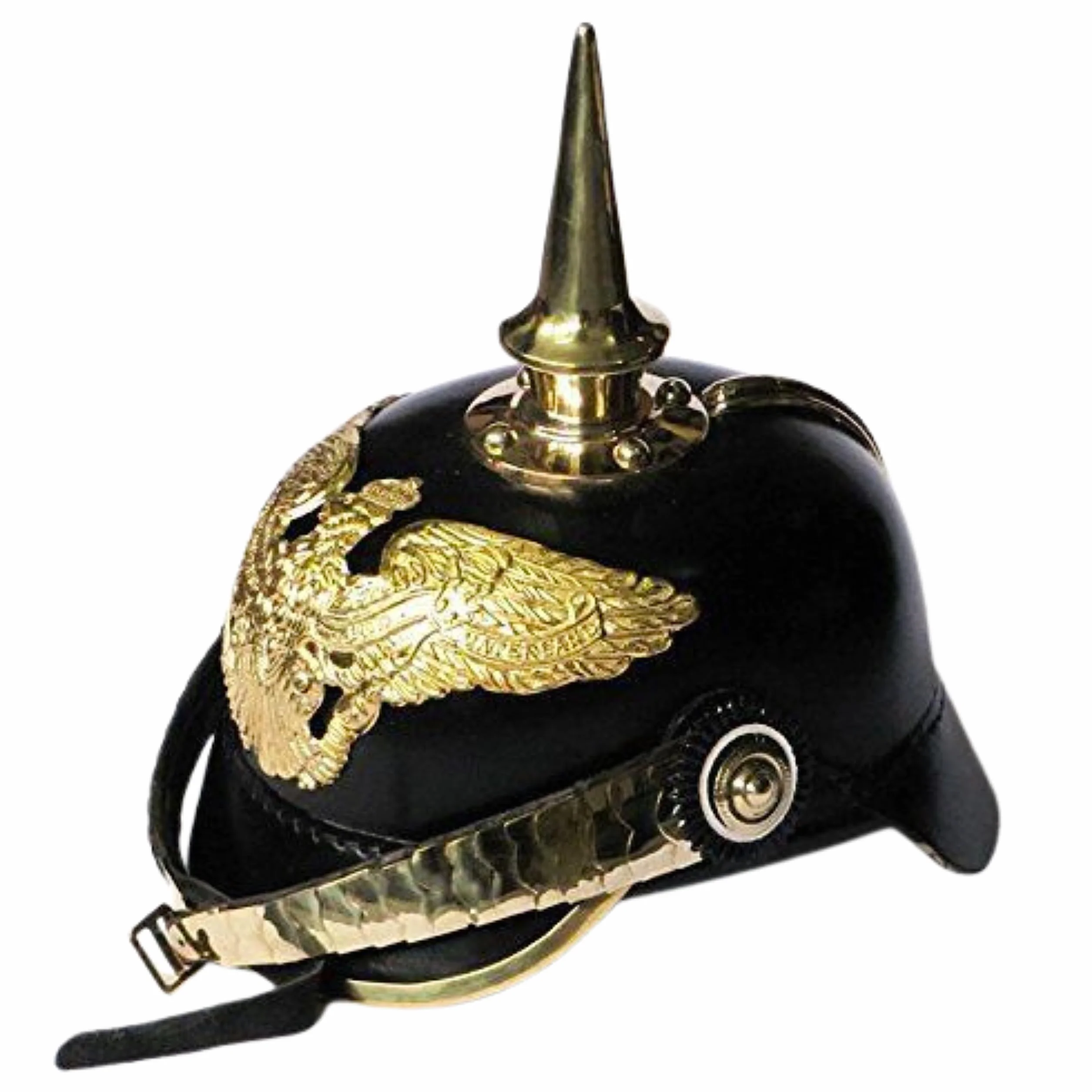 Medieval Replicas Mosiężny niemiecki hełm Pickelhaube Imperial Prussian - skórzany