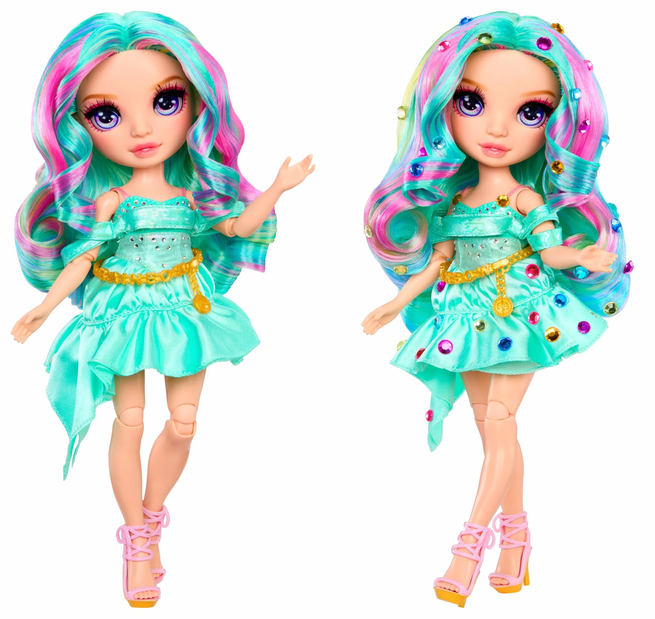 Rainbow High Be Dazzling - Celine Turquoise - 28 cm Turkusowa Modna Lalka z Narzędziem do Ozdabiania, Błyszczącymi Kryształkami i Akcesoriami do Stylizacji