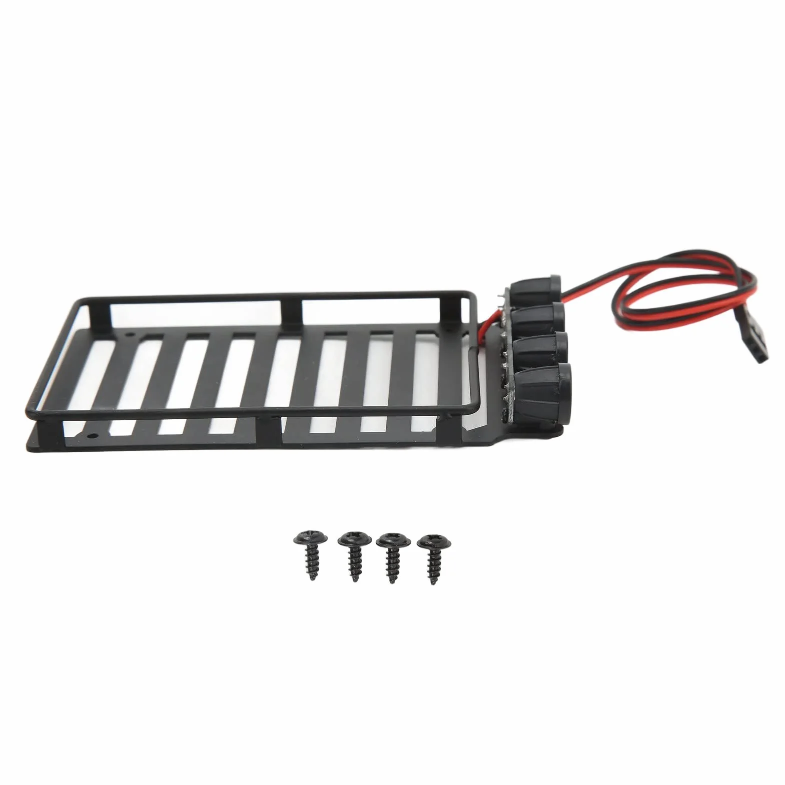 Dilwe Bagażnik Dachowy RC, ze światłem LED do Gąsienicy Axial SCX24 1 24 RC, Trwały Plastikowy materiał żelazny, łatwa Instalacja Akcesorium do Symulacji (Okrągła Lampa)