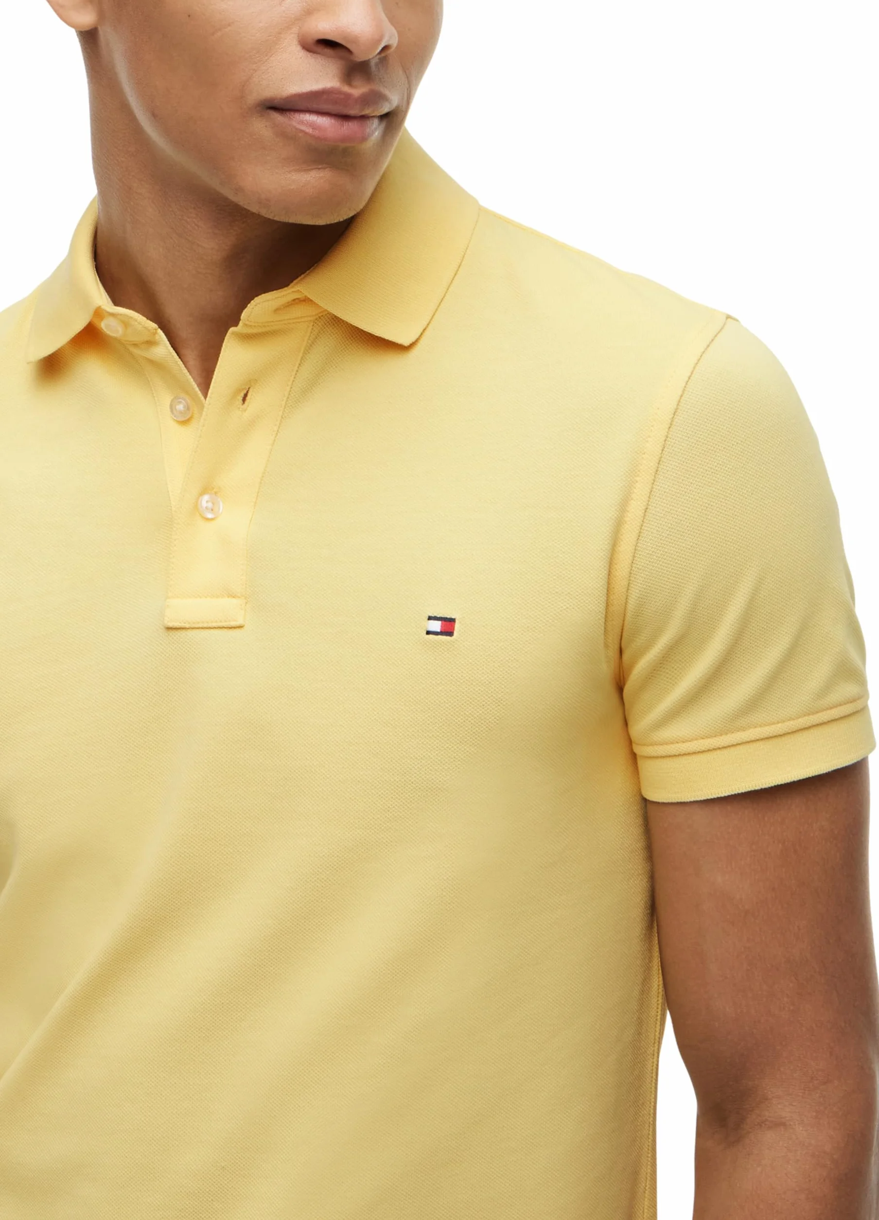 Tommy Hilfiger Męska koszulka polo z krótkim rękawem 1985 Slim Fit, Żółty (Citronella), L