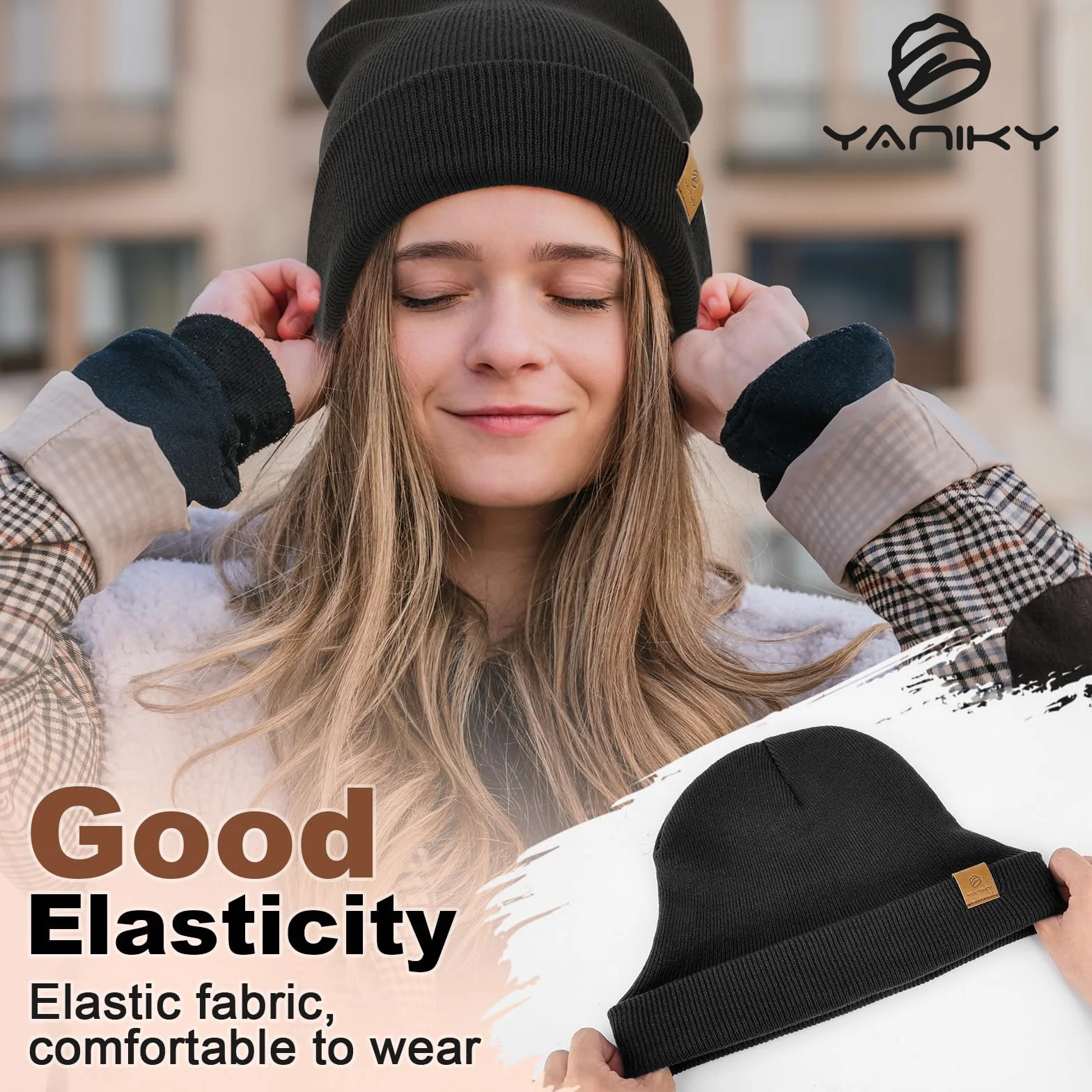 YANIKY Czapka damska, męska, zimowa, miękka, wygodna, ciepła czapka z dzianiny, unisex, wiatroszczelna czapka zimowa, klasyczna czapka beanie, idealna na jesień, zimę i wiosnę