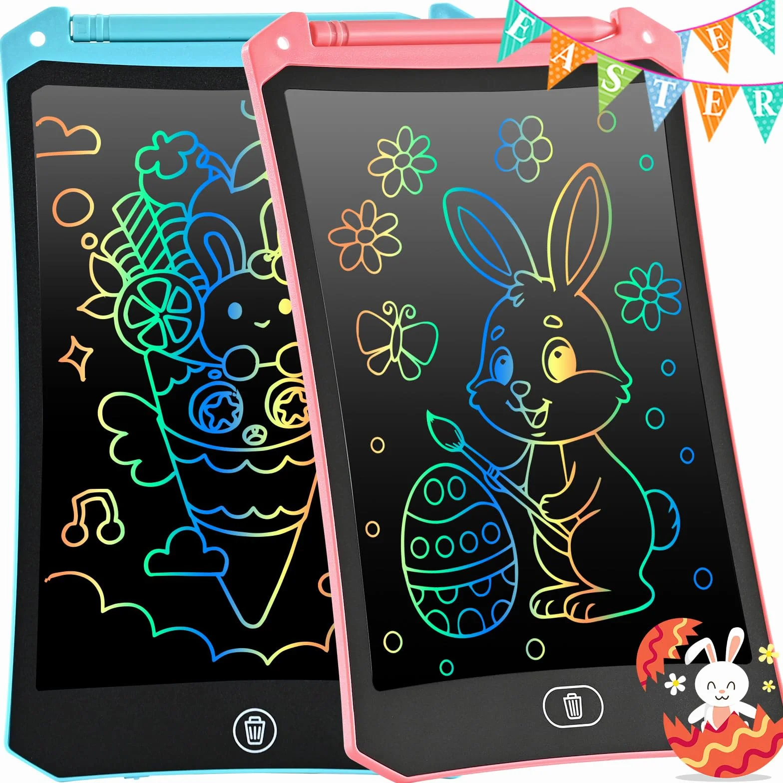 RaceGT 2PCS Kolorowy tablet LCD do pisania 8.5'' Magiczna tabliczka dla dzieci, tablet do pisania dla dzieci, tablet graficzny LCD, zabawka dla dzieci dla dziewczynek w wieku 2 3 4 5 6 lat