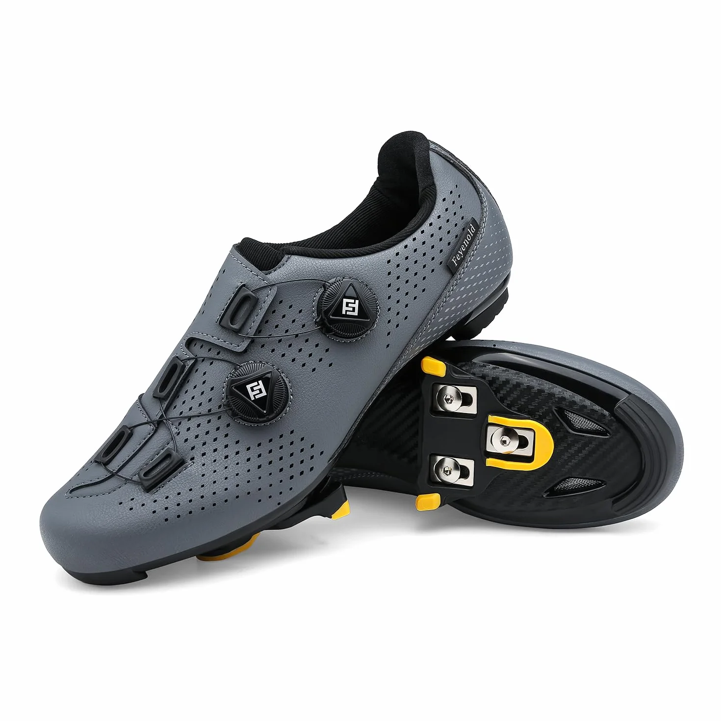 Feyenold Męskie buty rowerowe, damskie, buty rowerowe, kompatybilne z pedałami SPD-SL i kompatybilna instalacja, SPD/Look KEO Cleats buty jeździeckie