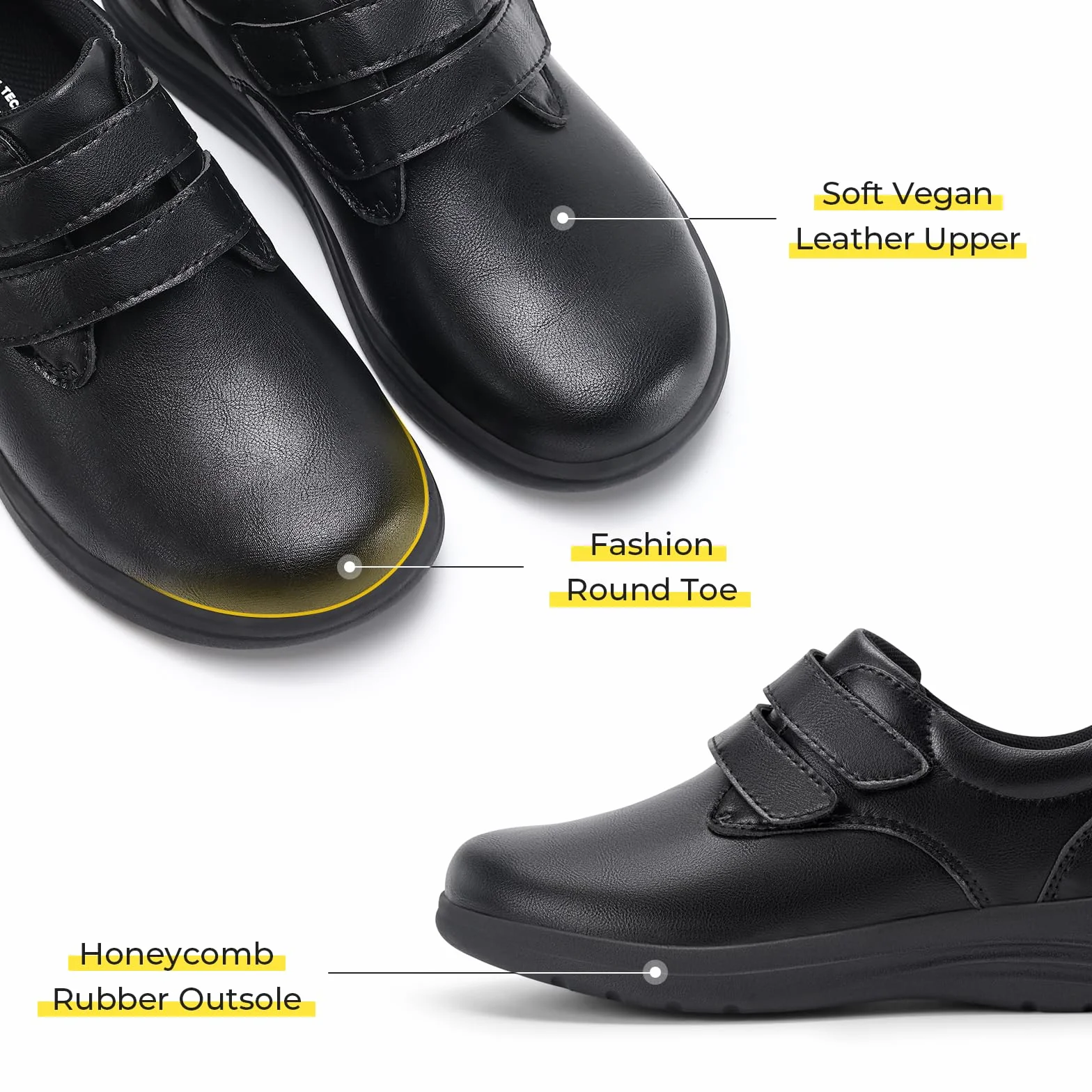 FitVille Diabetic Shoes Damskie bardzo szerokie skórzane kapcie ortopedyczne z regulacją na rzepy Wygodne eleganckie buty do chodzenia dla opuchniętych stóp