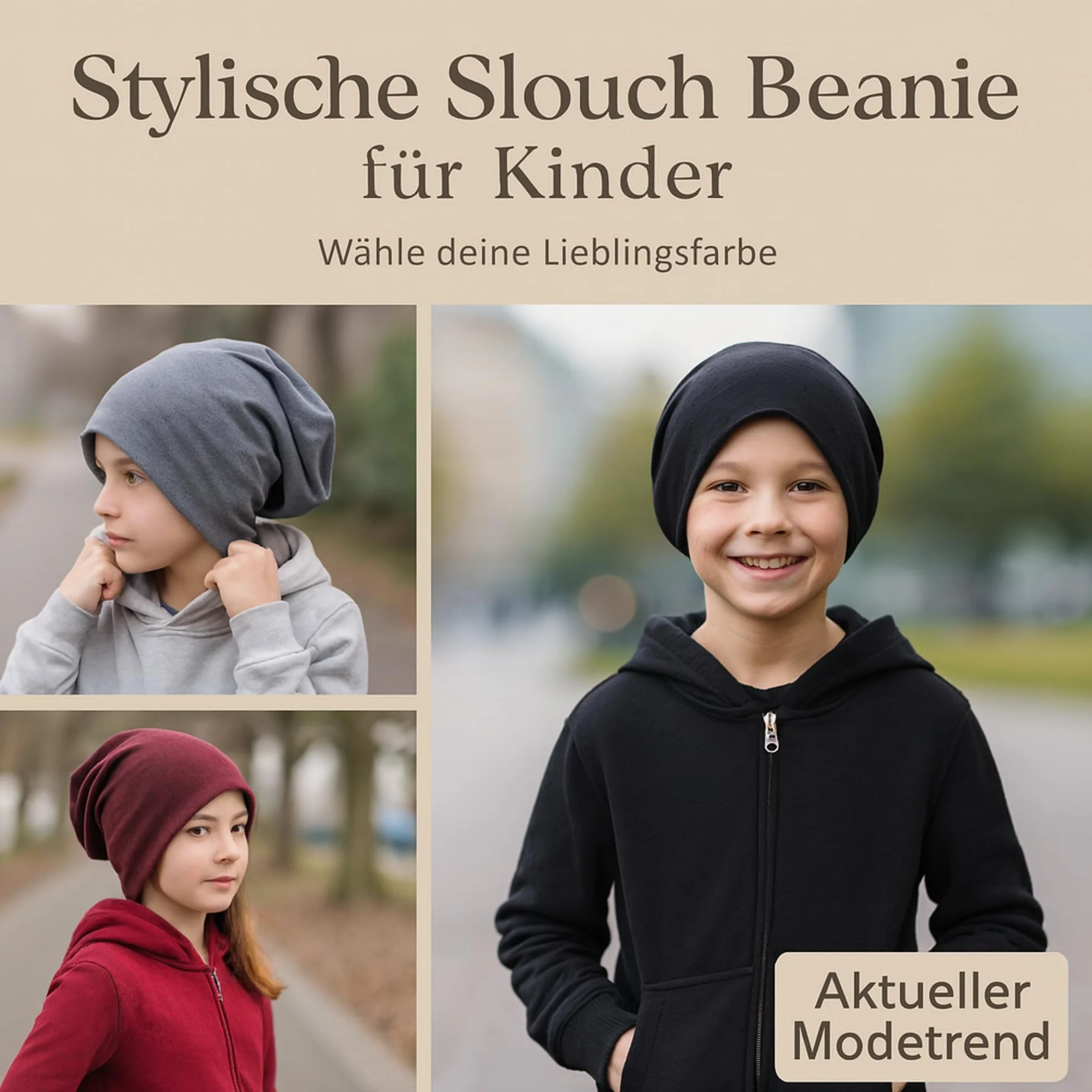 Dziecięca czapka typu beanie Miobo, bawełniana, jednokolorowa
