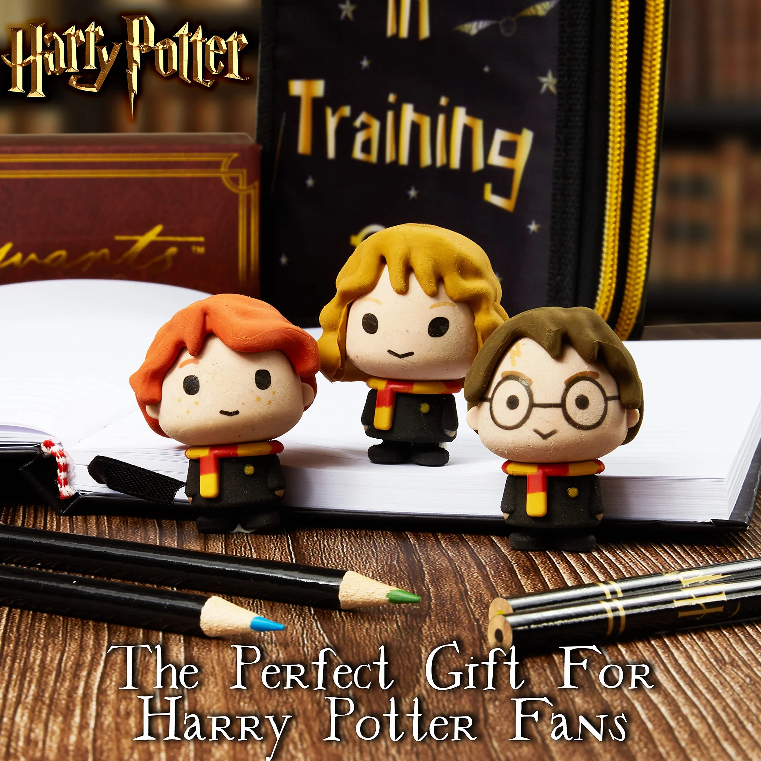 Harry Potter gumki do zmazywania, figurki do zabawy dla dzieci, 3 sztuki, prezenty Harry Potter dla dziewcząt i chłopców