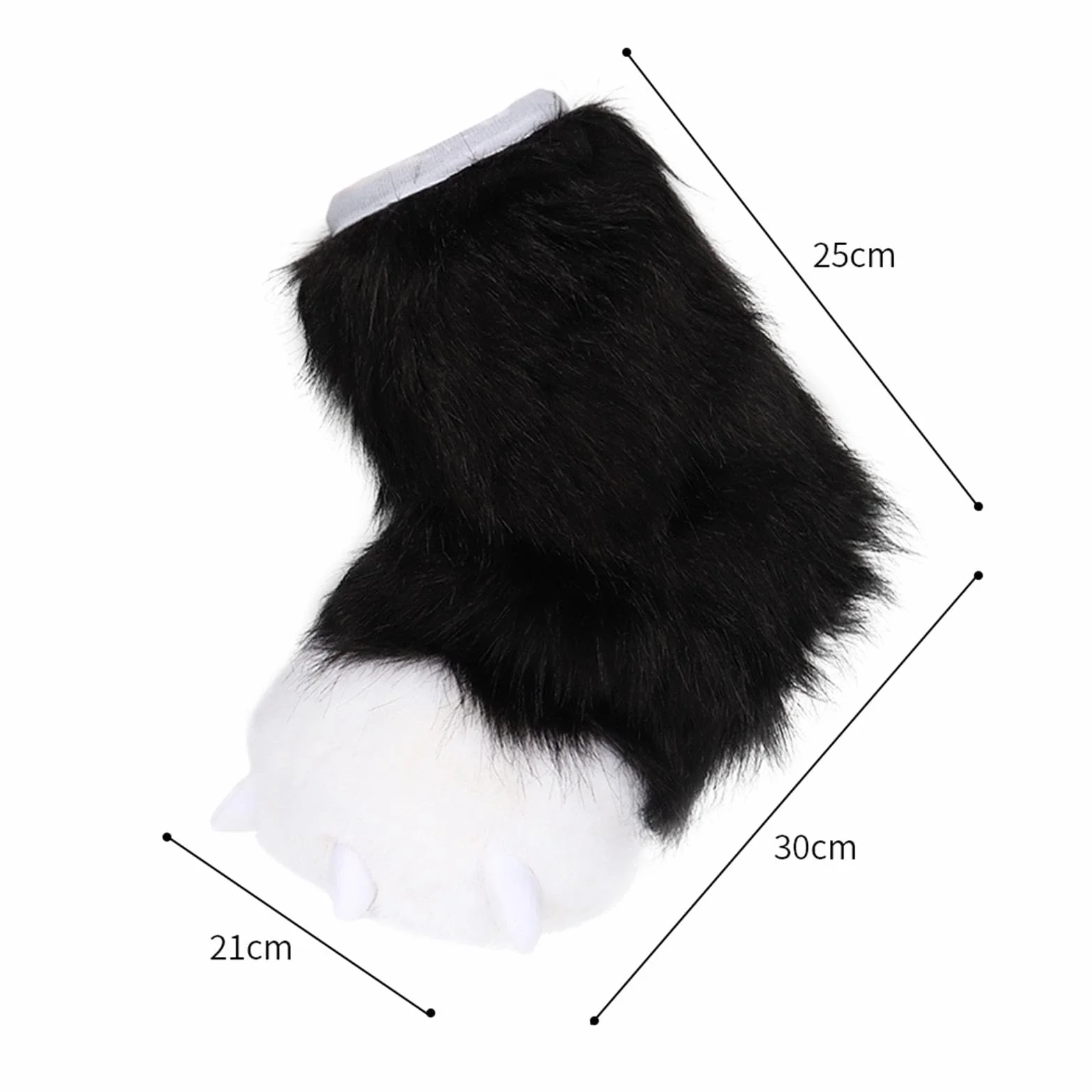 Geardeangloow Fuzzy Paw Cosplay Halloween Fursuit Party Kreskówka Dom Buty Zwierzę czarno-białe, czarno-białe, 21x30x25 cm