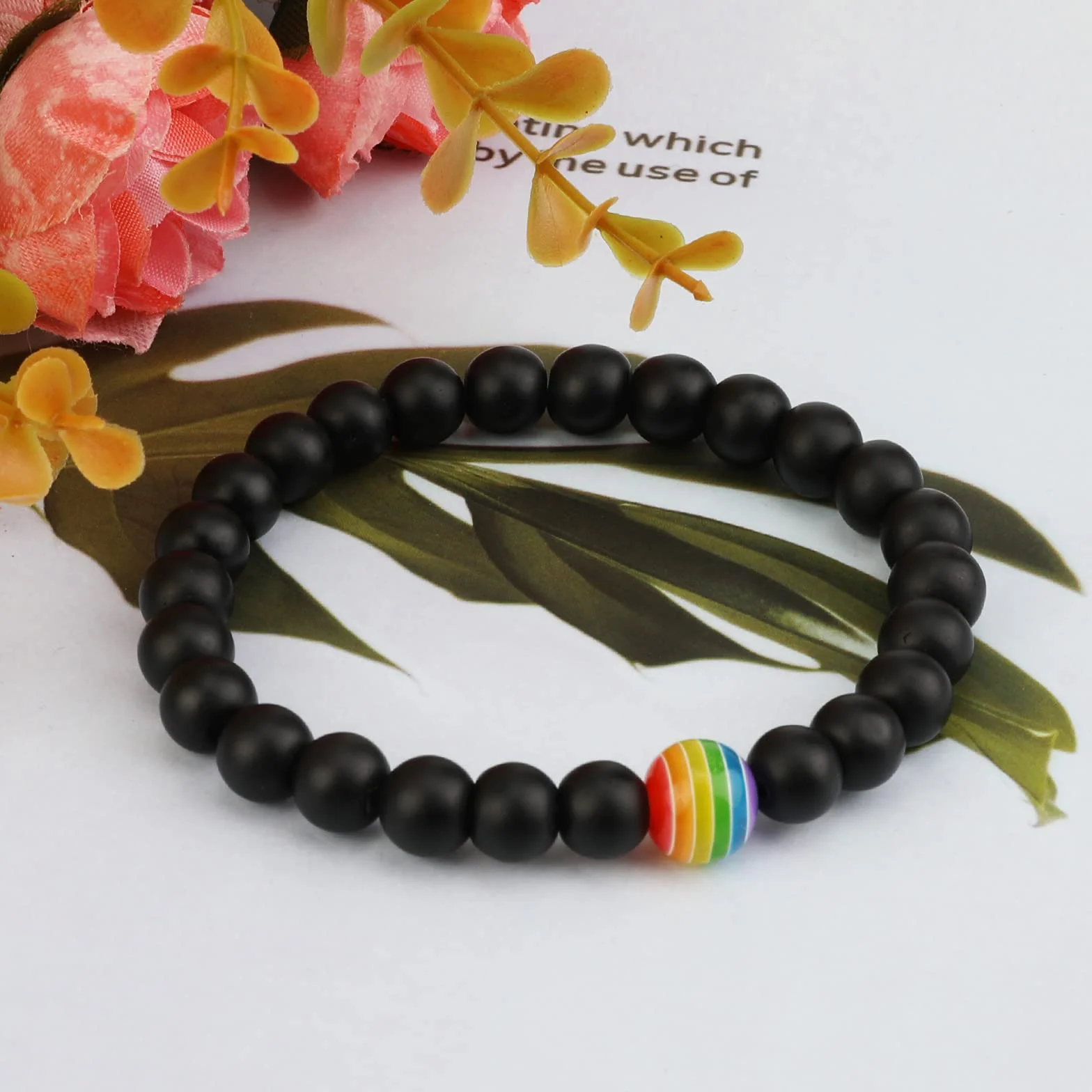 PHOGARY Gay Pride bransoletki LGBT (2 opakowania), tęczowe koraliki para bransoletki dystansowe