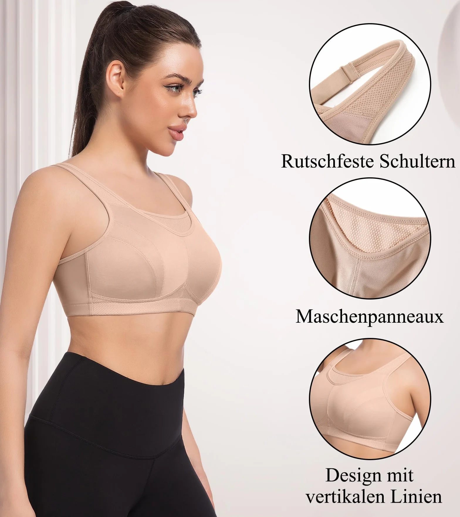 Damski biustonosz sportowy o wysokim efekcie Racerback Plus Size bez wyściółki, bez fiszbin