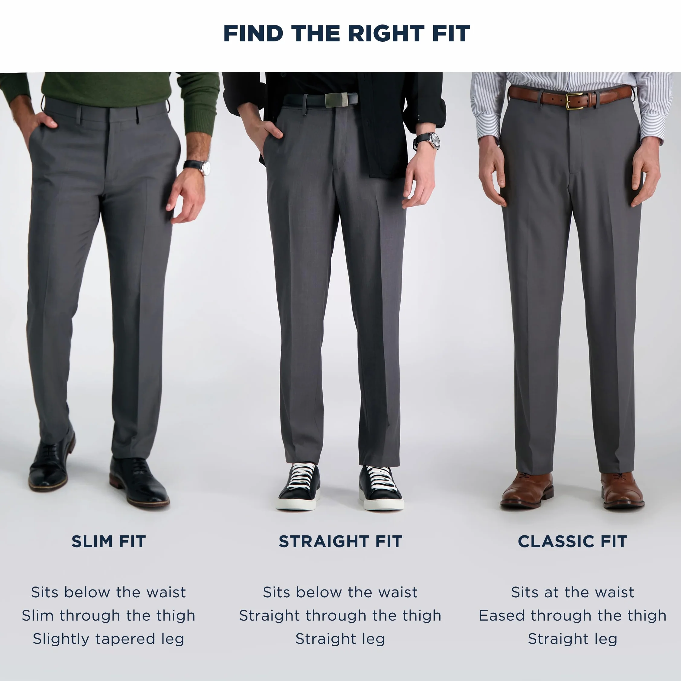 Haggar Premium Comfort Straight Fit Flat Front Dress Pant - Garnitur — spodnie Mężczyźni