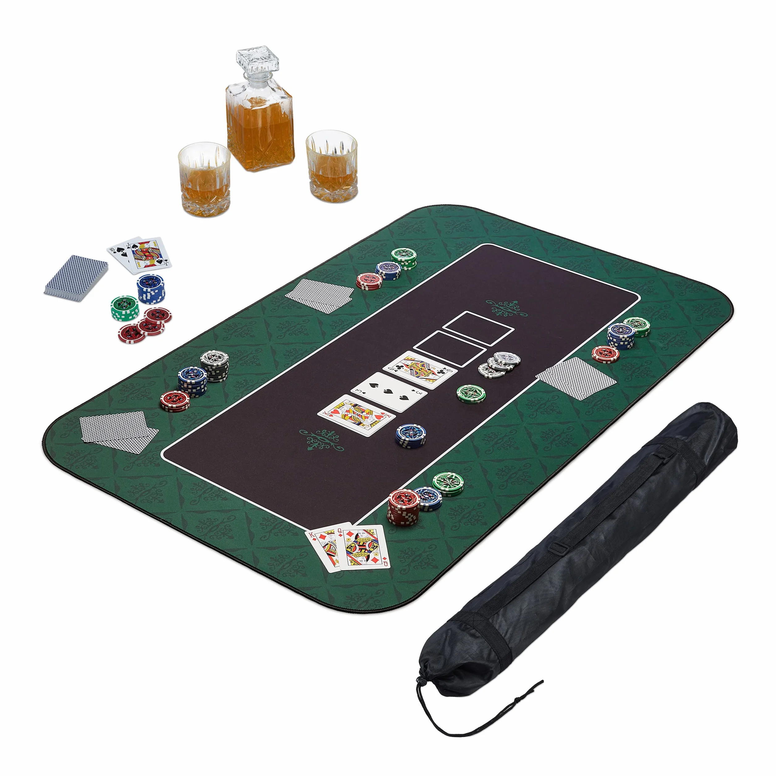 Relaxdays Texas Holdem mata do pokera 100 x 60 cm, podkładka antypoślizgowa, poliester, akcesoria do pokera, zielona