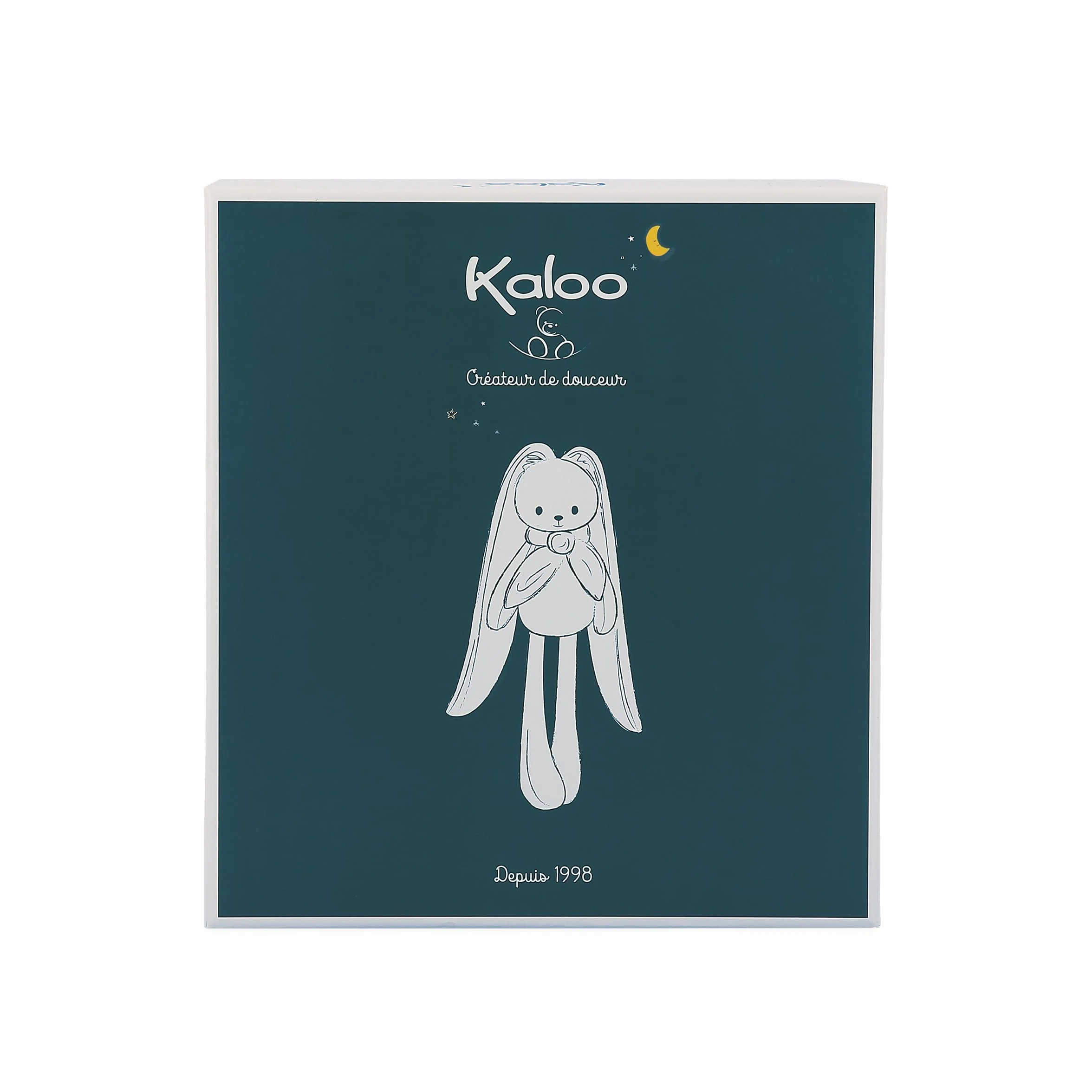 KALOO - Lapinoo - zielony szalik w kształcie królika - pluszowa zabawka dla niemowląt - kwadratowa 30 x 30 cm - dwa materiały wiskoza i sztruks bardzo miękki - pudełko prezentowe - od urodzenia,