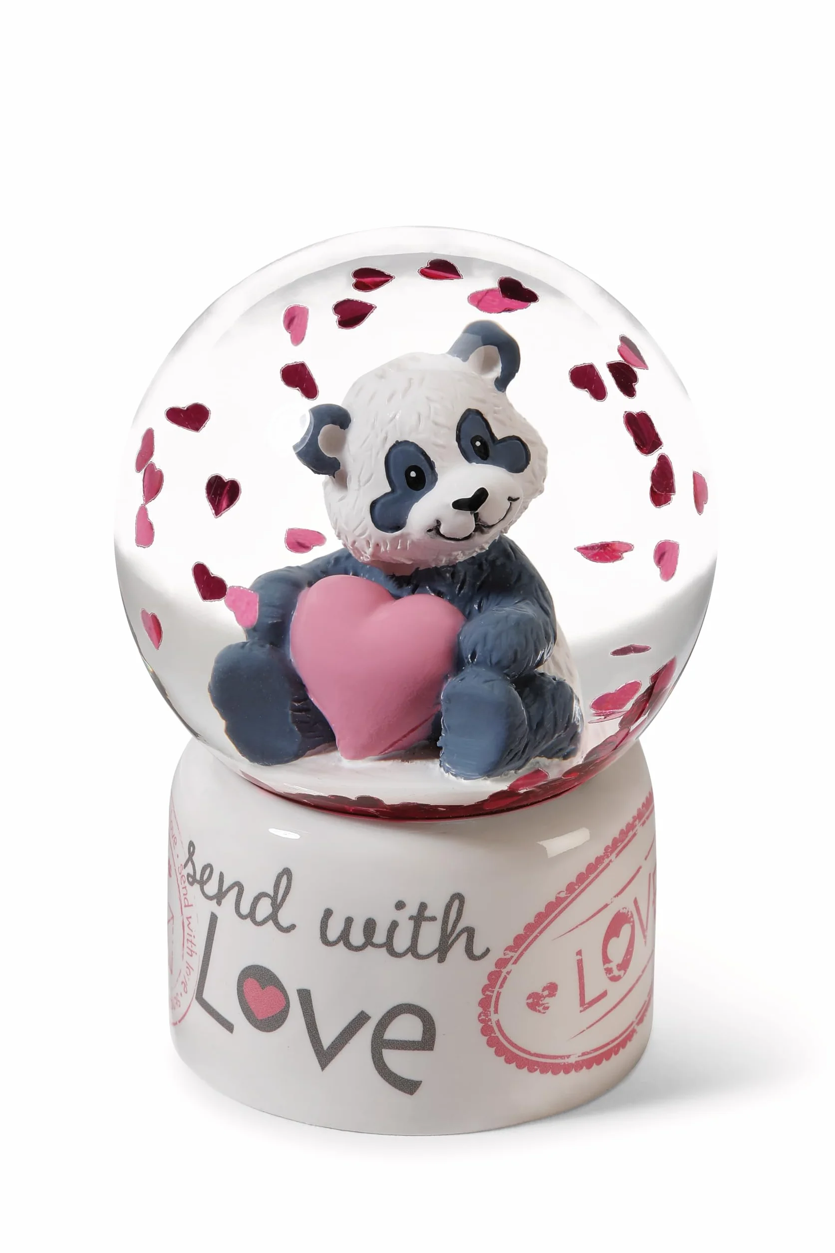 NICI Love 62631 Kula śnieżna z pandą, szklana kula do potrząsania, dekoracja z brokatem, pomysł na prezent dla przyjaciół, 6,5 cm, biała